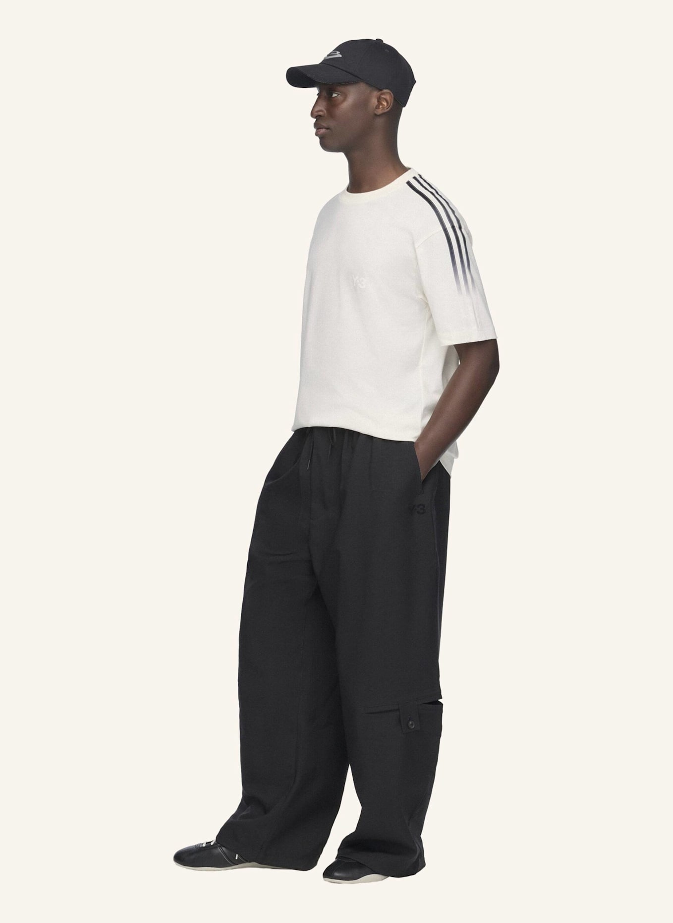 Y-3 Y-3 T-SHIRT, STREIFEN MIT FARBVERLAUF: WEISS