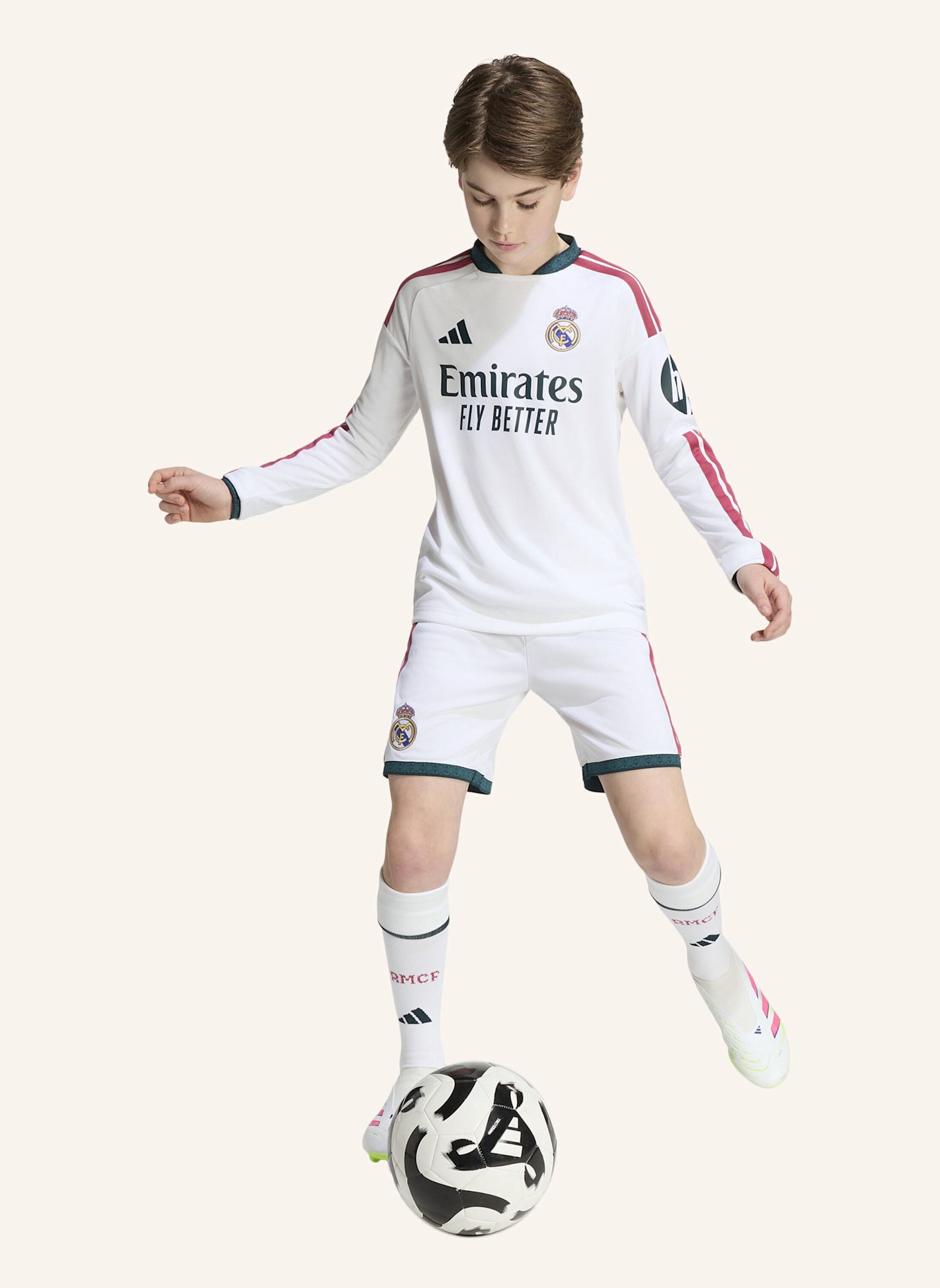 adidas REAL MADRID 26/27 KIDS HEIMTRIKOT, LANGÄRMELIG: WEISS