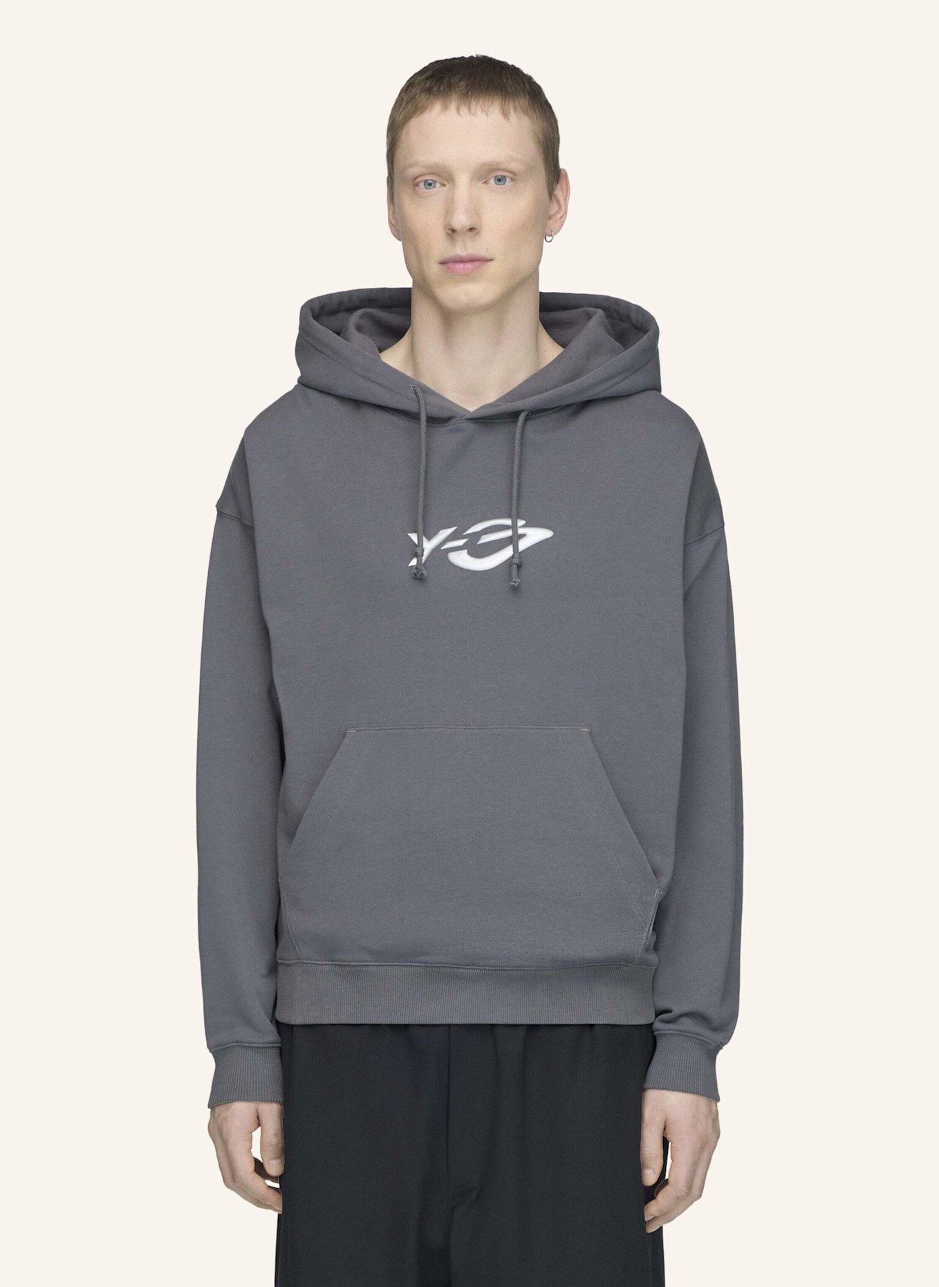 Y-3 Y-3 LIQUID LOGO KAPUZENJACKE, FRENCH TERRY: GRAU