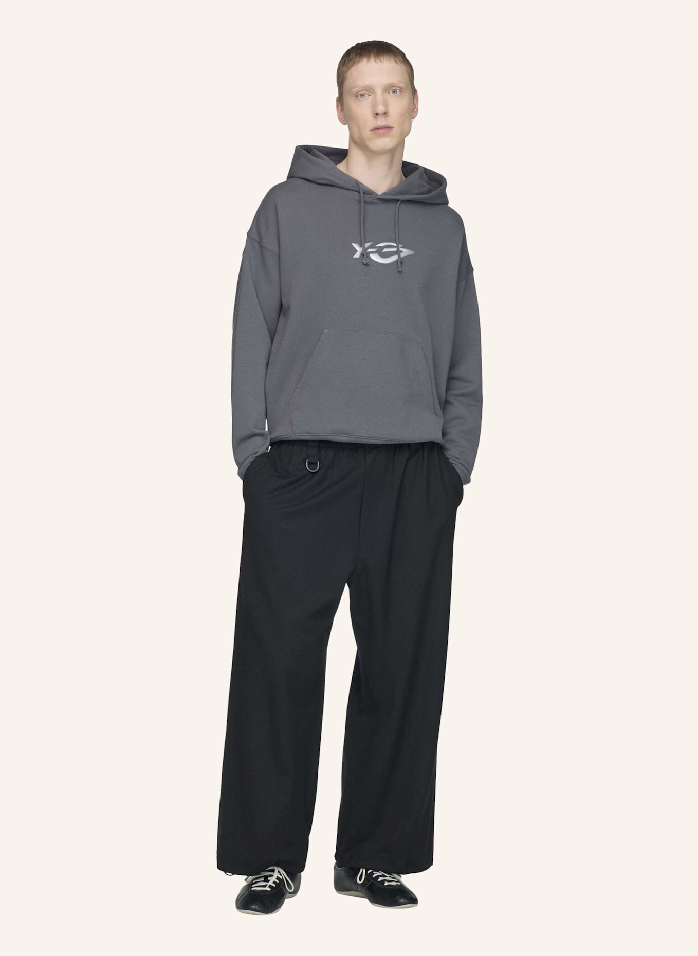 Y-3 Y-3 LIQUID LOGO KAPUZENJACKE, FRENCH TERRY: GRAU