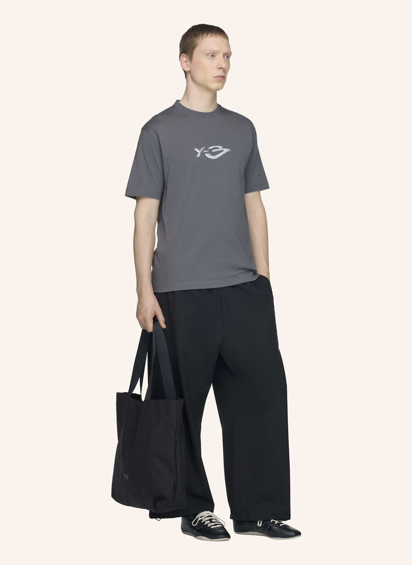 Y-3 Y-3 LIQUID LOGO T-SHIRT: GRAU
