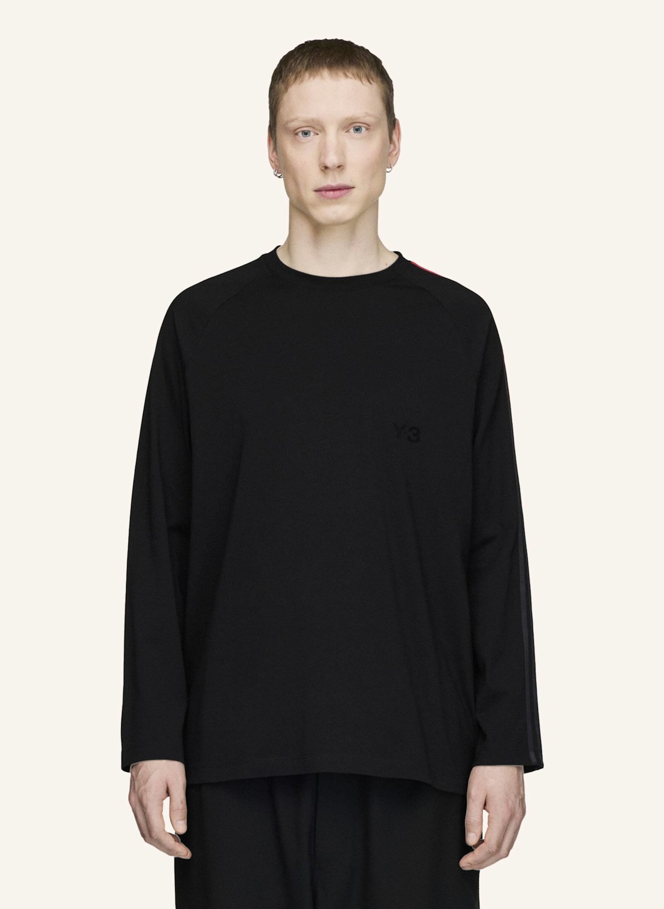 Y-3 Y-3 OVERSIZE LONGSLEEVE T-SHIRT MIT FARBVERLAUFSSTREIFEN: SCHWARZ