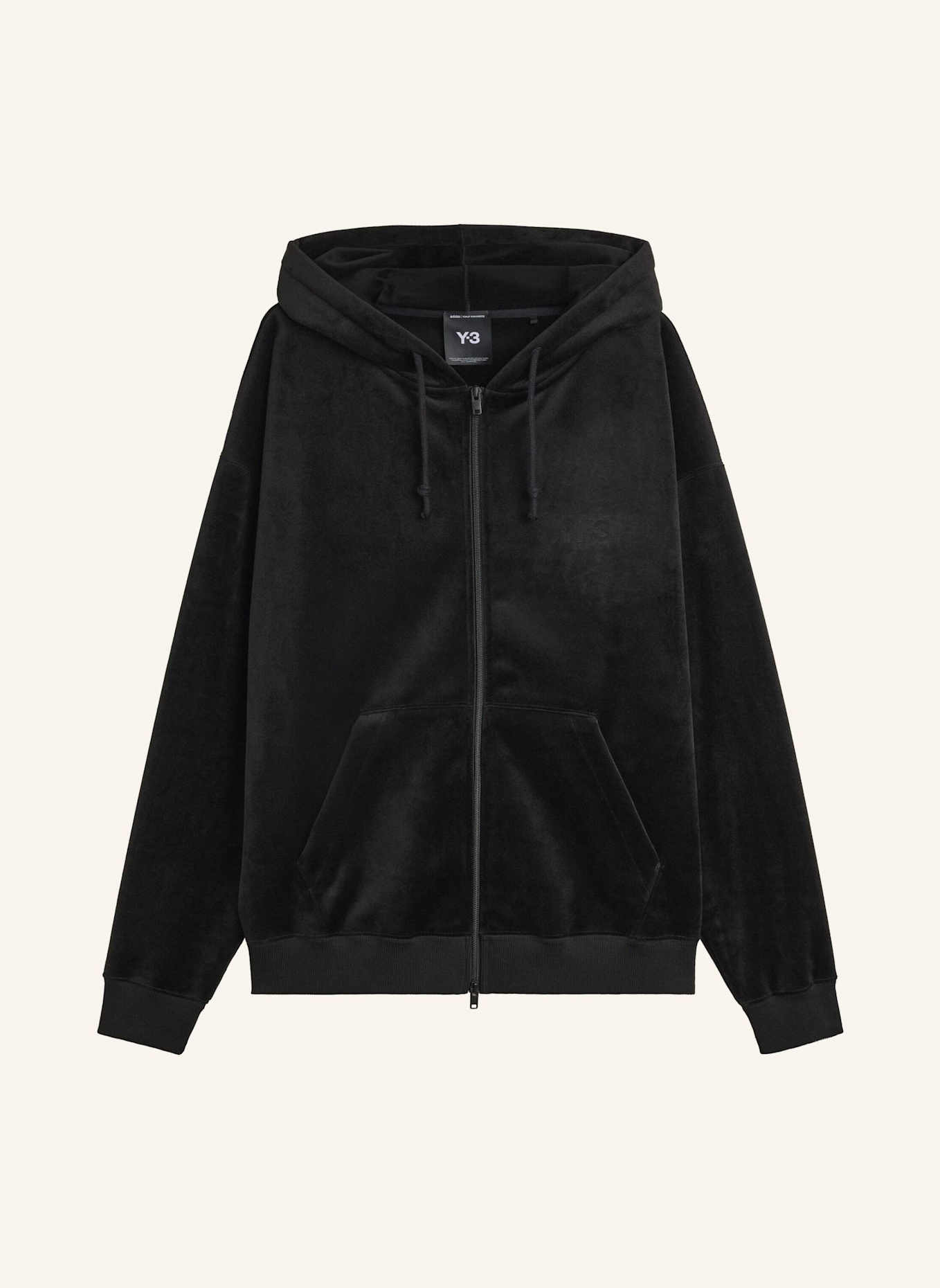 Y-3 Y-3 KAPUZENJACKE, SAMTCORD: SCHWARZ
