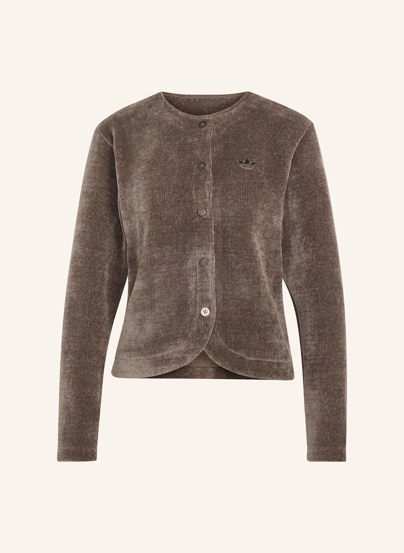 adidas Originals PREM ESS CARDIGAN, KNOPFLEISTE, CHENILLE: BRAUN