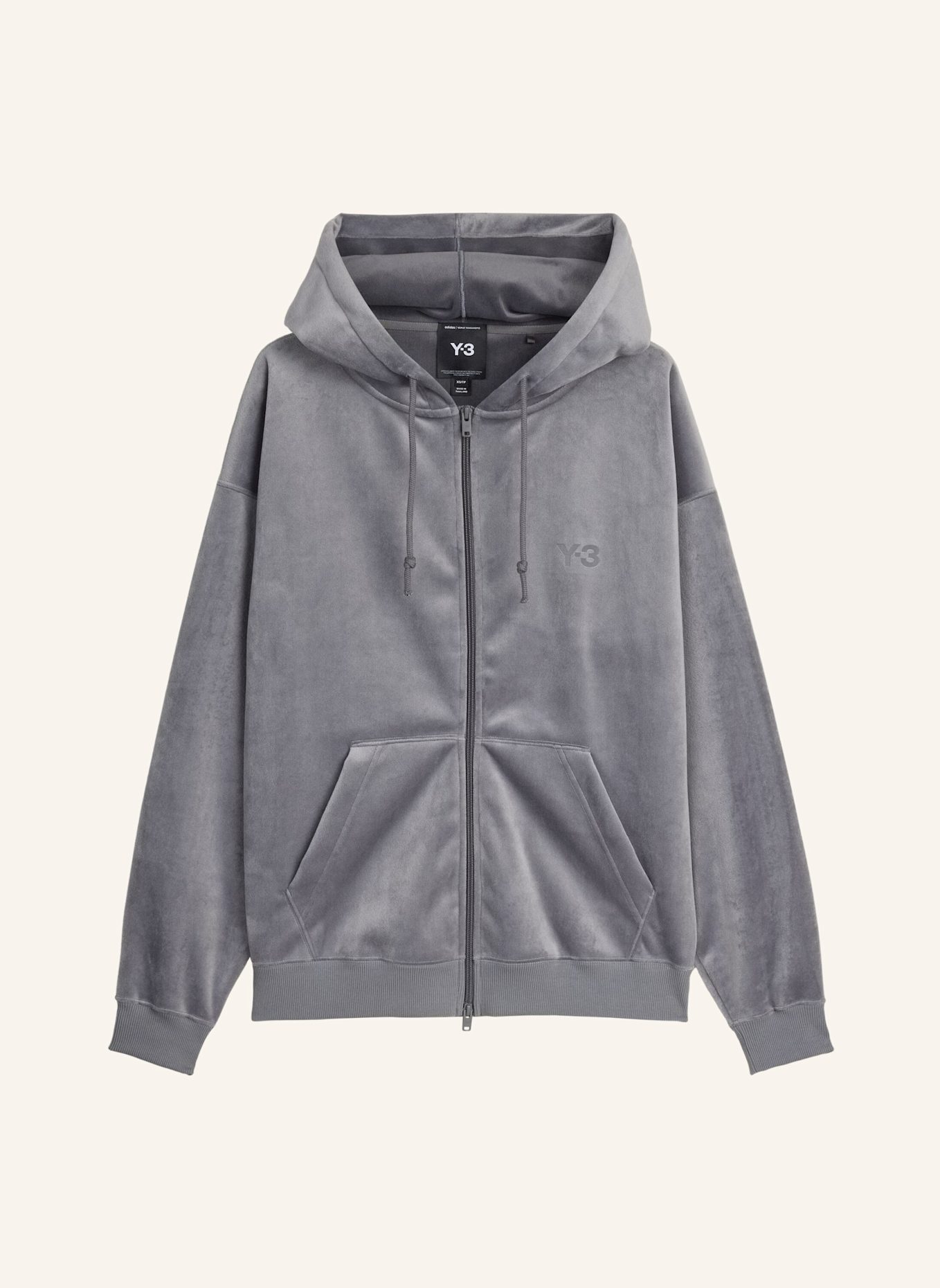 Y-3 Y-3 KAPUZENJACKE, SAMTCORD: GRAU