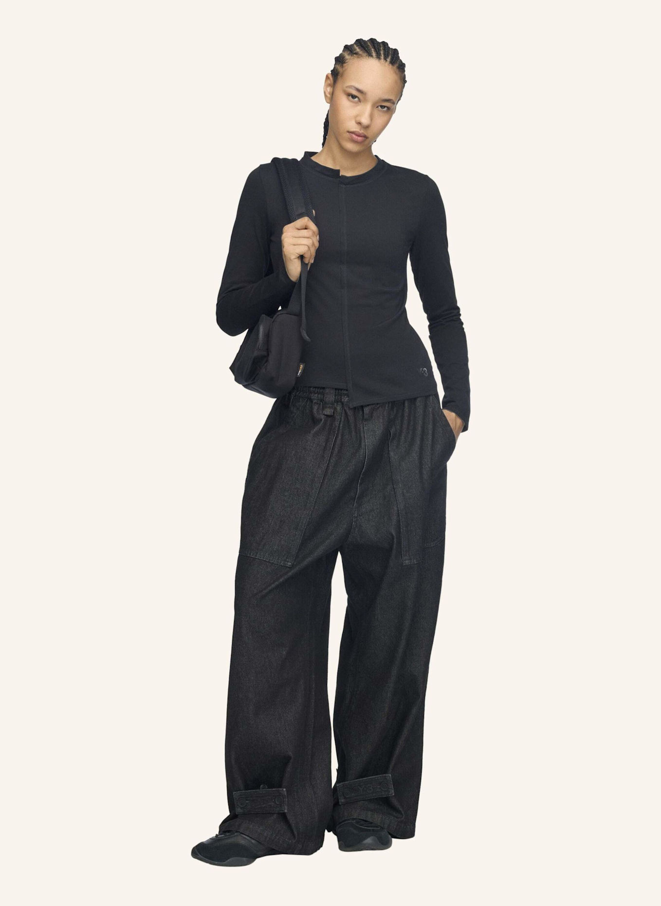 Y-3 Y-3 FITTED LONGSLEEVE: SCHWARZ