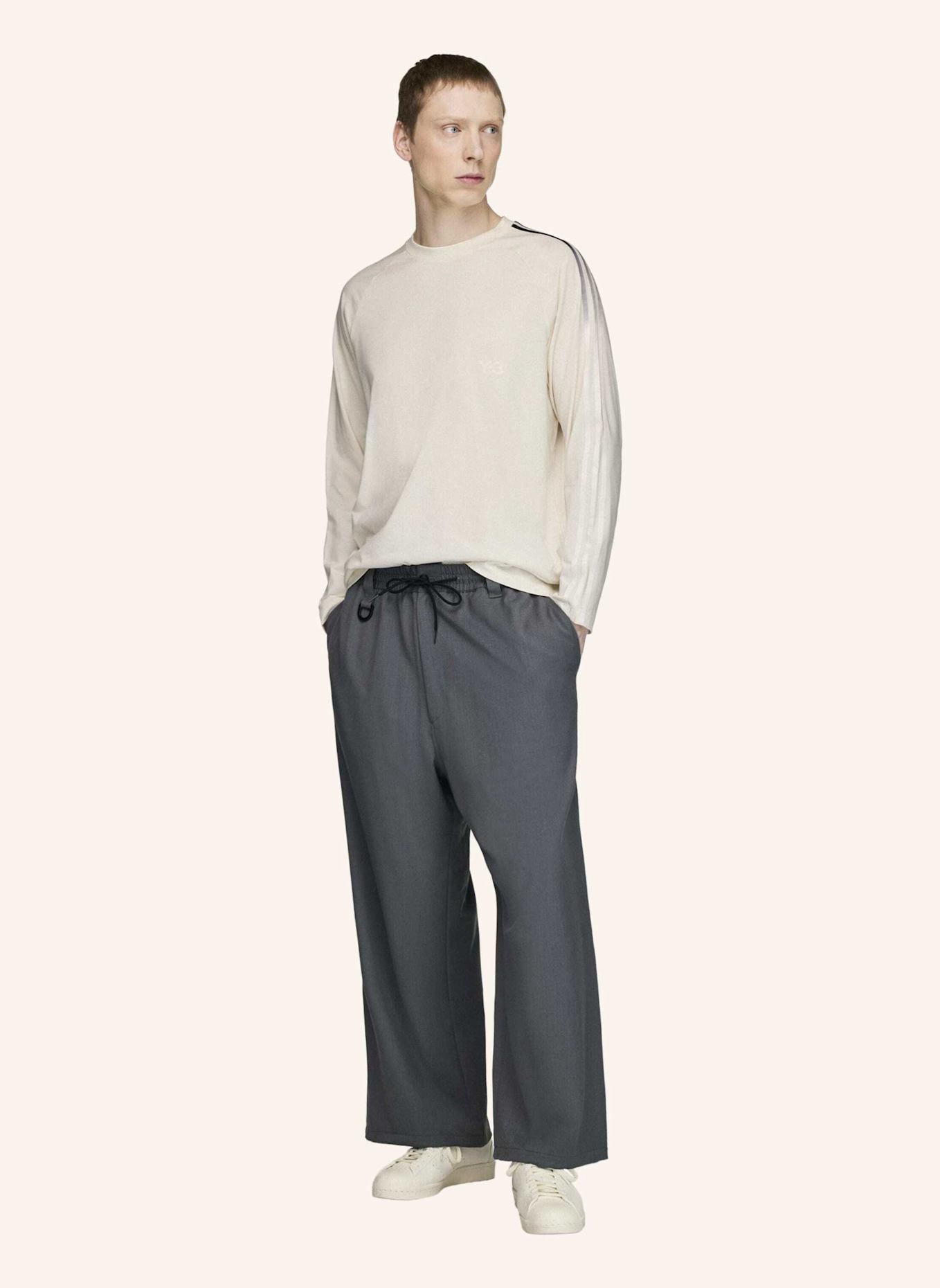 Y-3 Y-3 OVERSIZE LONGSLEEVE T-SHIRT MIT FARBVERLAUFSSTREIFEN: WEISS