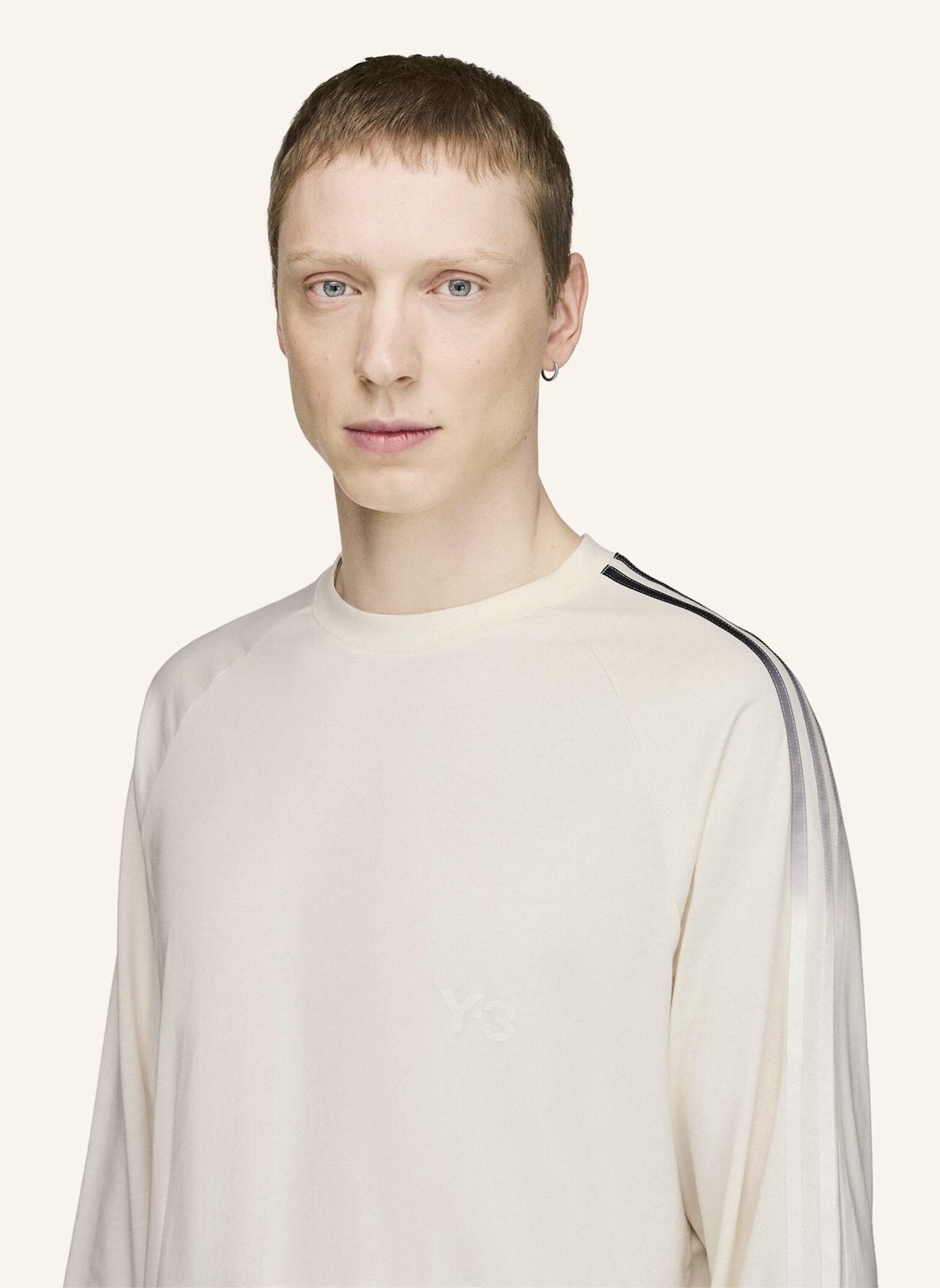 Y-3 Y-3 OVERSIZE LONGSLEEVE T-SHIRT MIT FARBVERLAUFSSTREIFEN: WEISS