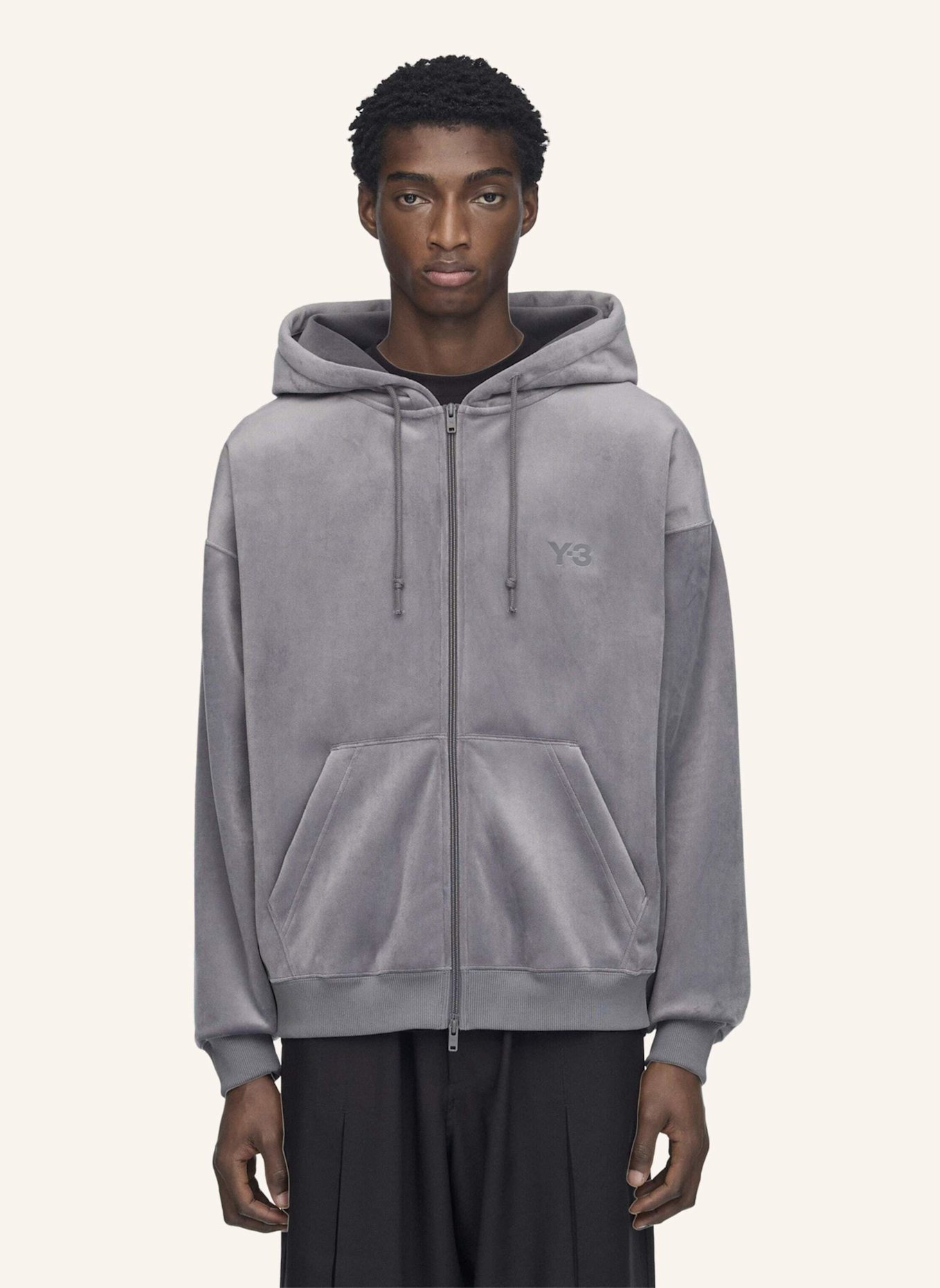 Y-3 Y-3 KAPUZENJACKE, SAMTCORD: GRAU