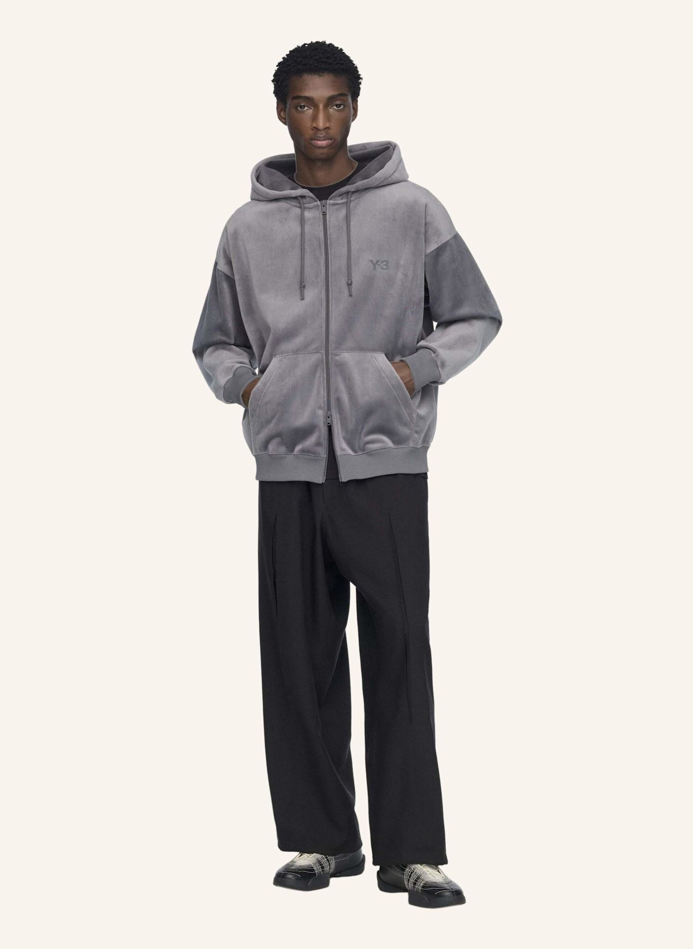 Y-3 Y-3 KAPUZENJACKE, SAMTCORD: GRAU