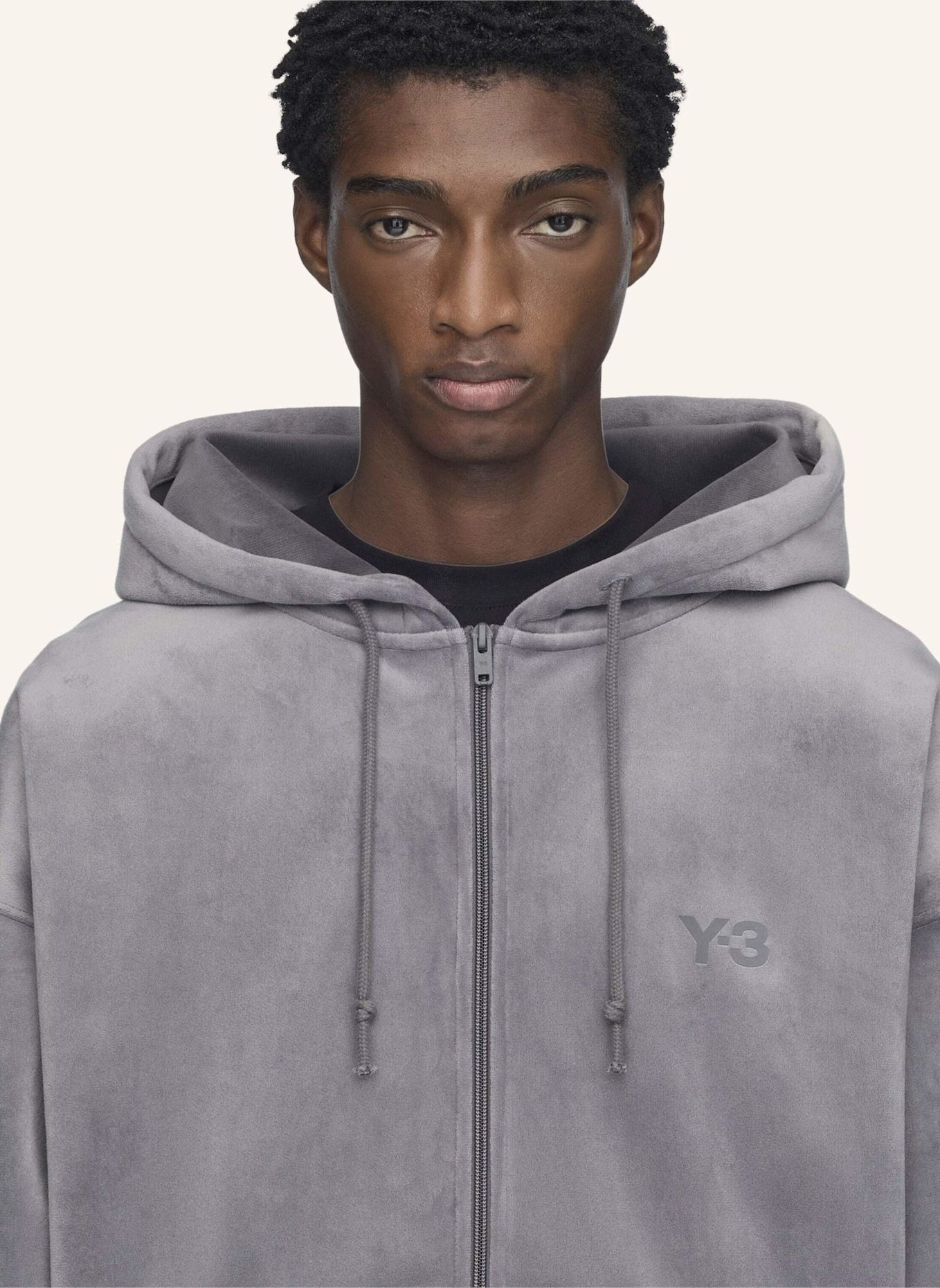 Y-3 Y-3 KAPUZENJACKE, SAMTCORD: GRAU