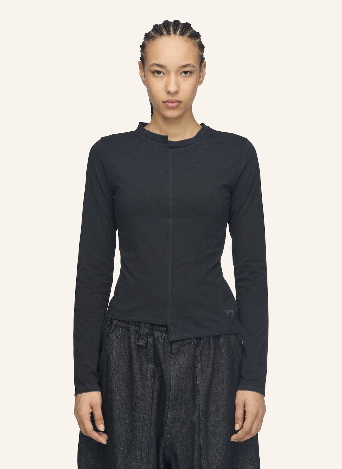 Y-3 Y-3 FITTED LONGSLEEVE: SCHWARZ