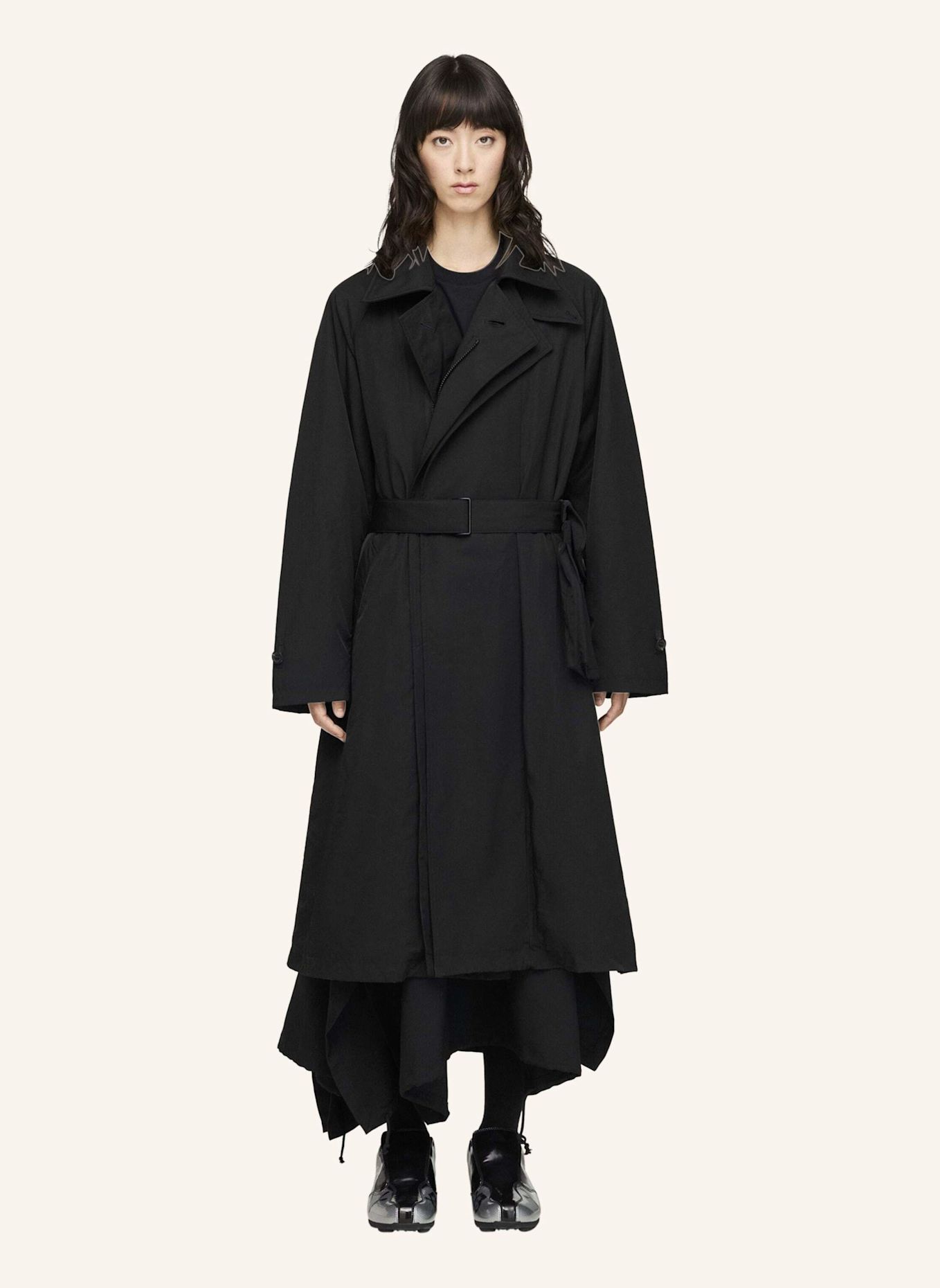 Y-3 Y-3 MANTEL AUS GESPONNENEM NYLON: SCHWARZ