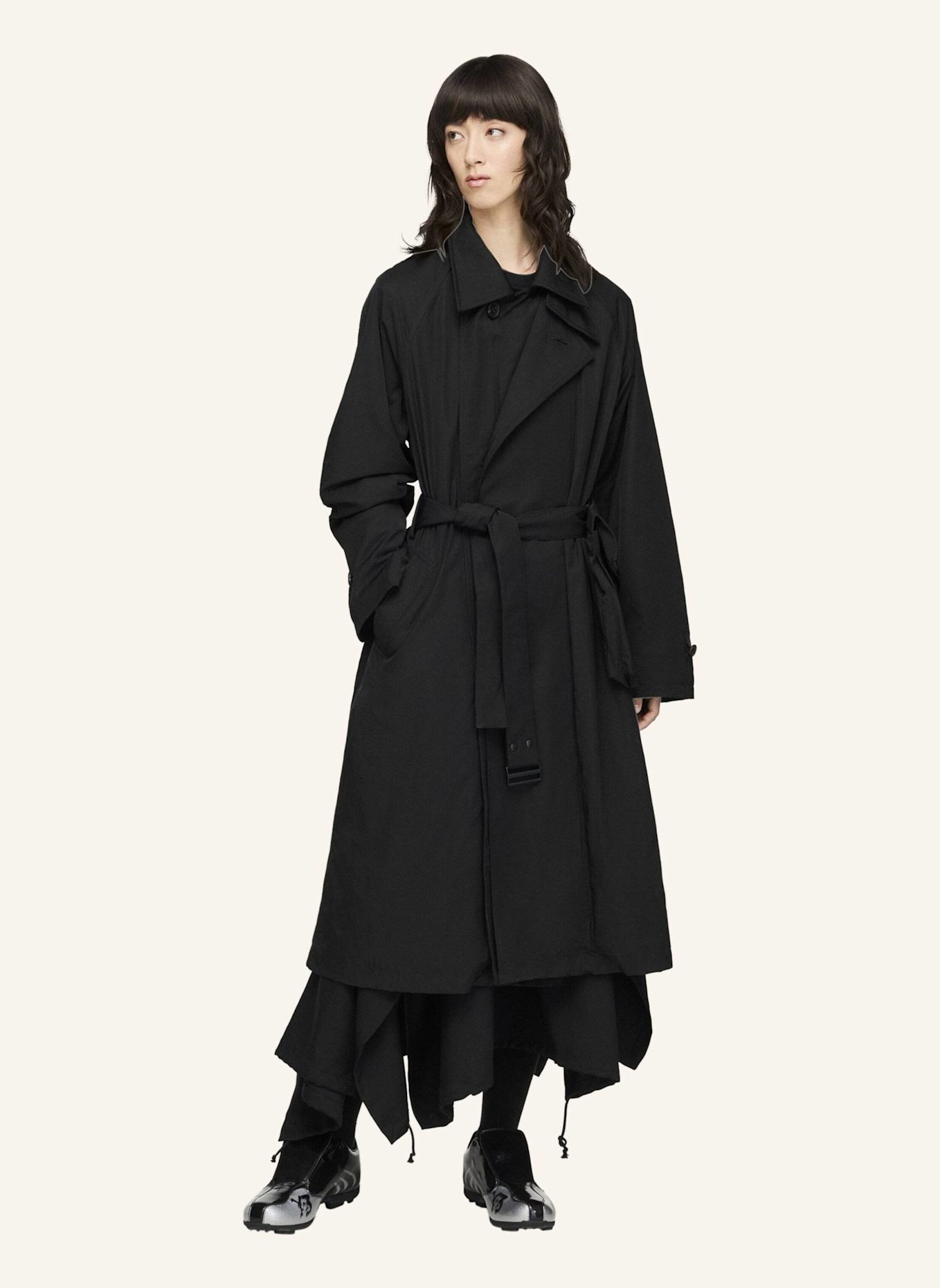Y-3 Y-3 MANTEL AUS GESPONNENEM NYLON: SCHWARZ