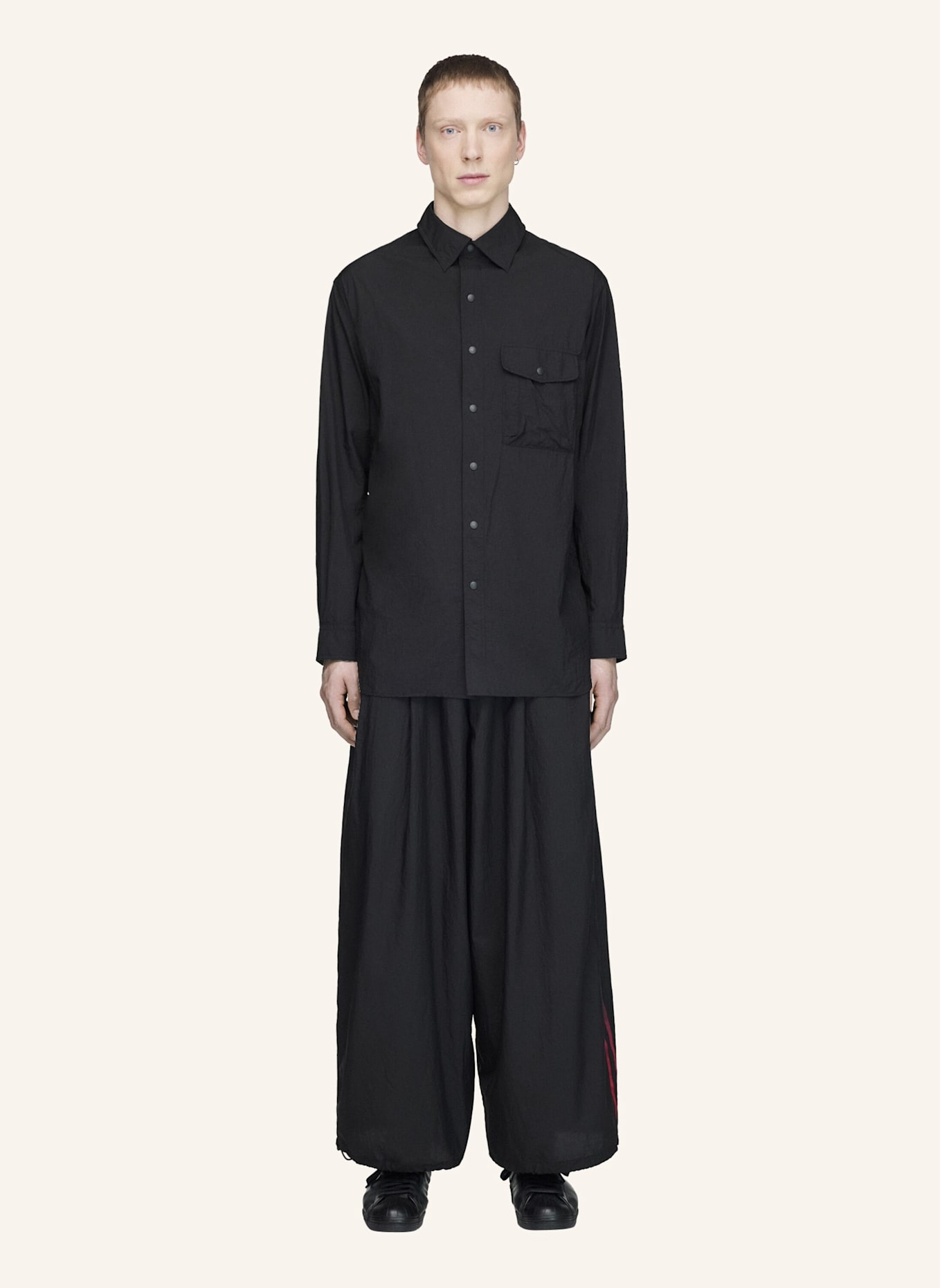 Y-3 Y-3 GRADIENT 3-STREIFEN NYLON WEITE HOSE: SCHWARZ