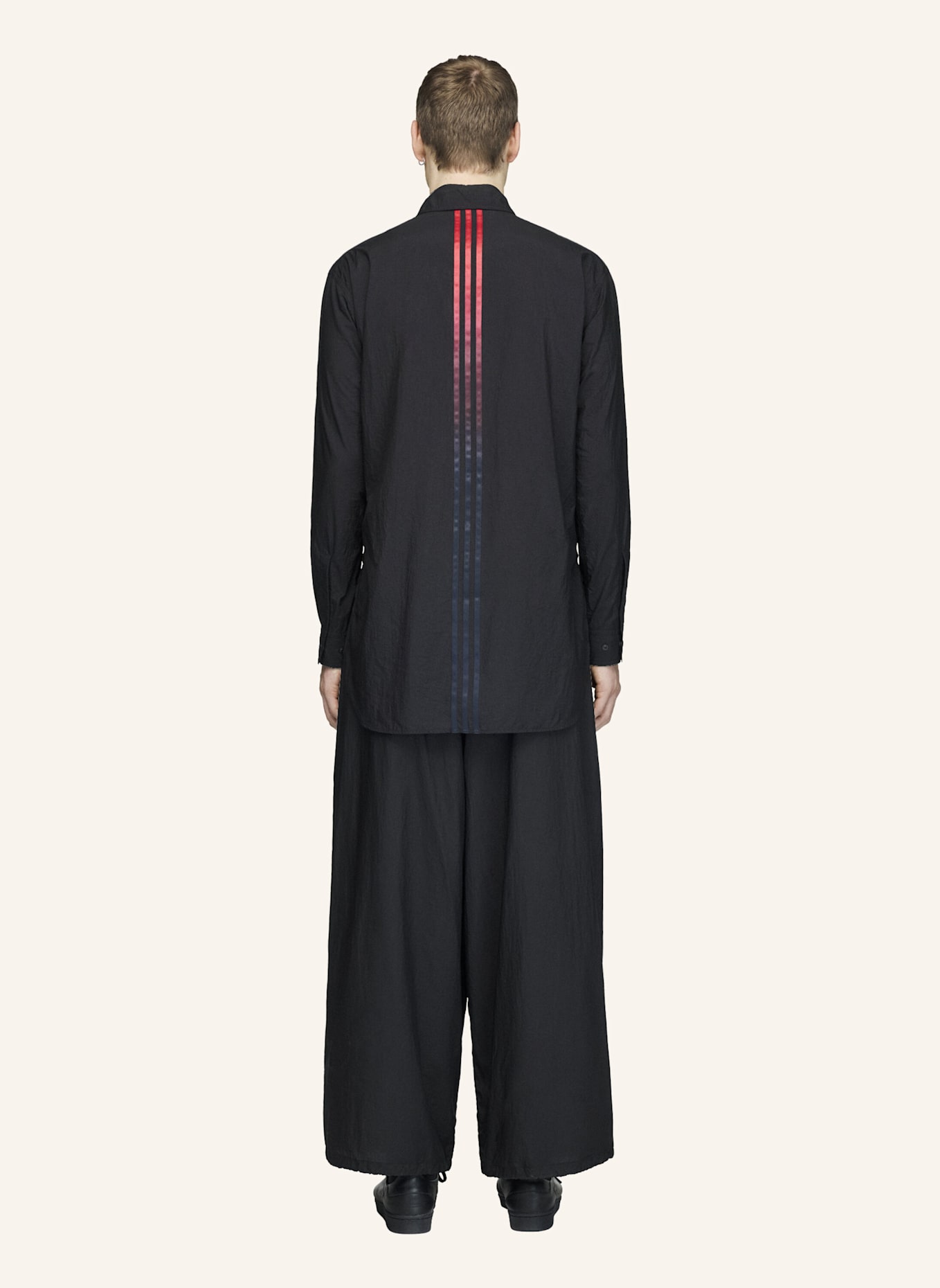Y-3 Y-3 GRADIENT 3-STREIFEN NYLON WEITE HOSE: SCHWARZ
