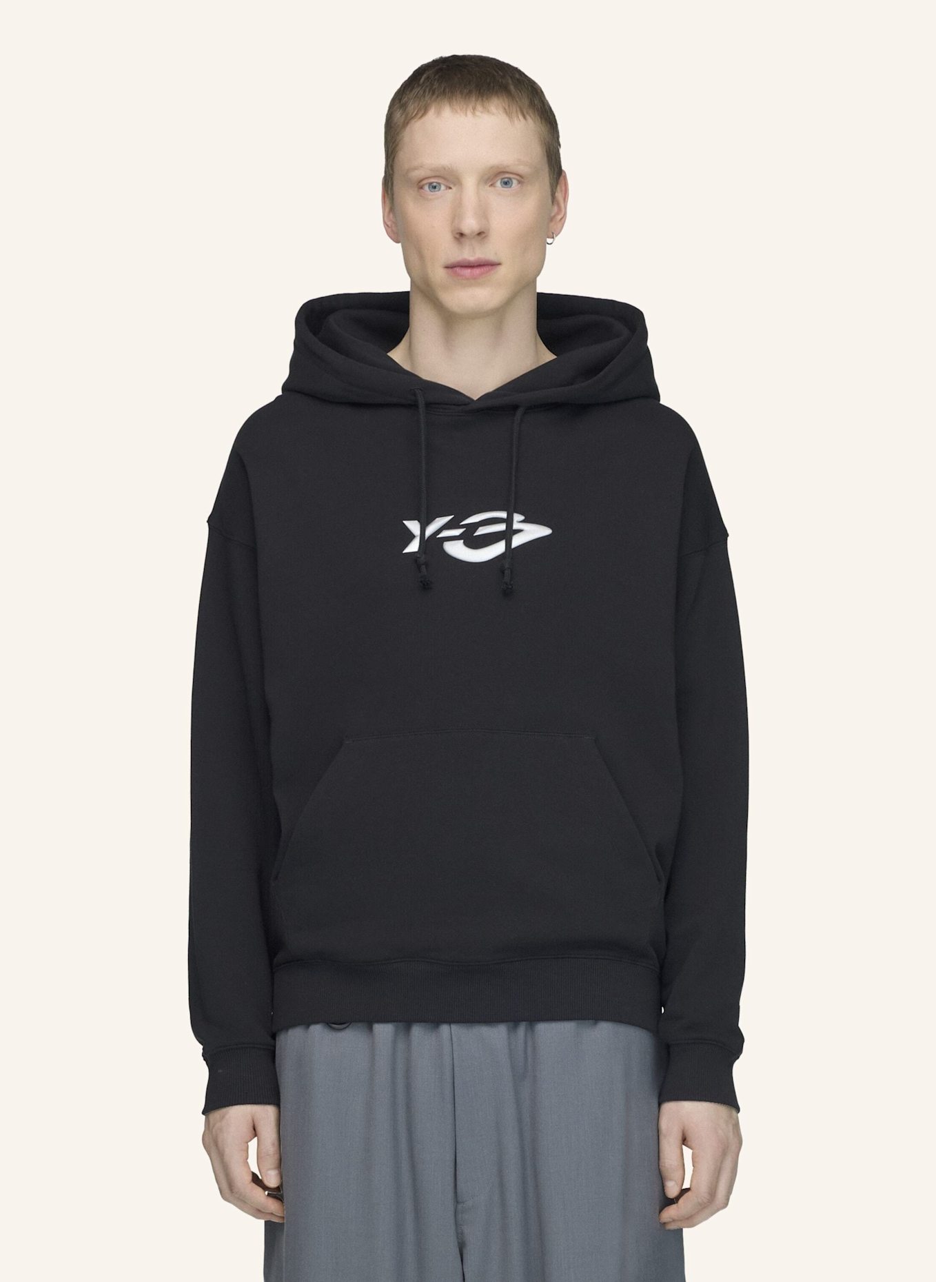 Y-3 Y-3 LIQUID LOGO KAPUZENJACKE, FRENCH TERRY: SCHWARZ