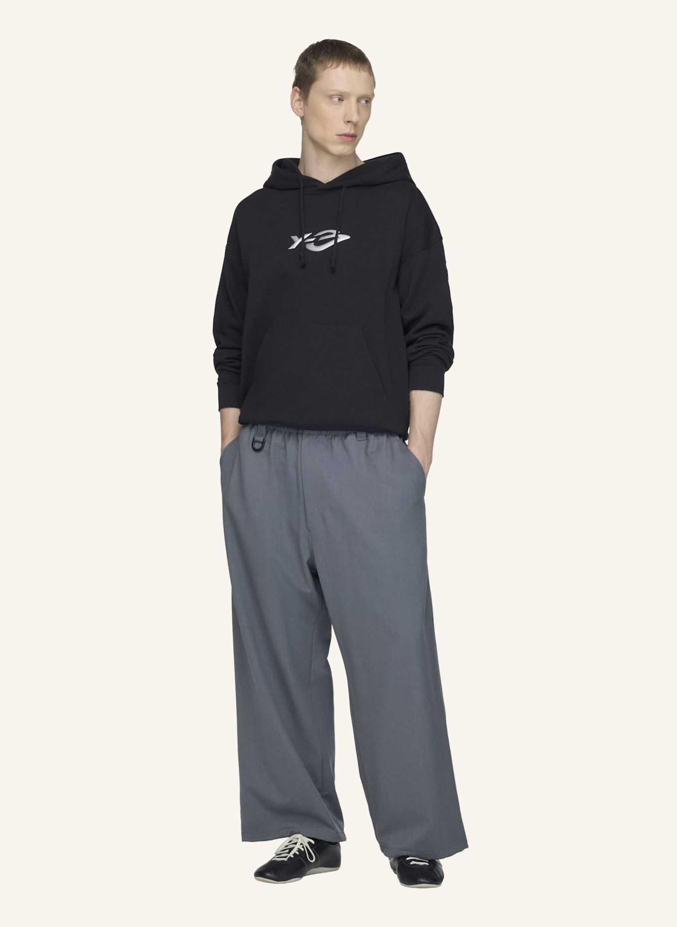 Y-3 Y-3 LIQUID LOGO KAPUZENJACKE, FRENCH TERRY: SCHWARZ