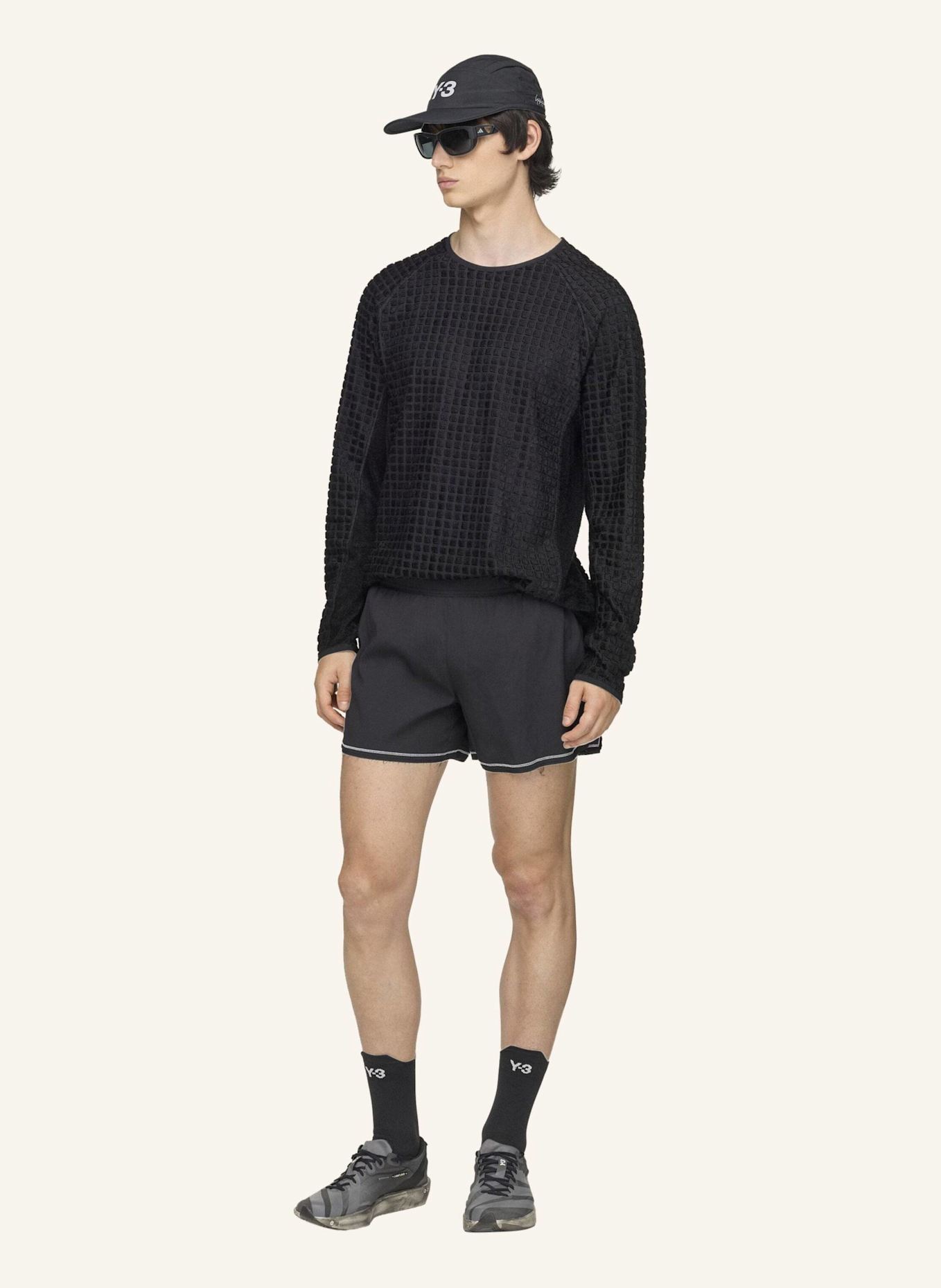 Y-3 Y-3 RUNNING T-SHIRT, LANGÄRMELIG, WENDEDESIGN: SCHWARZ