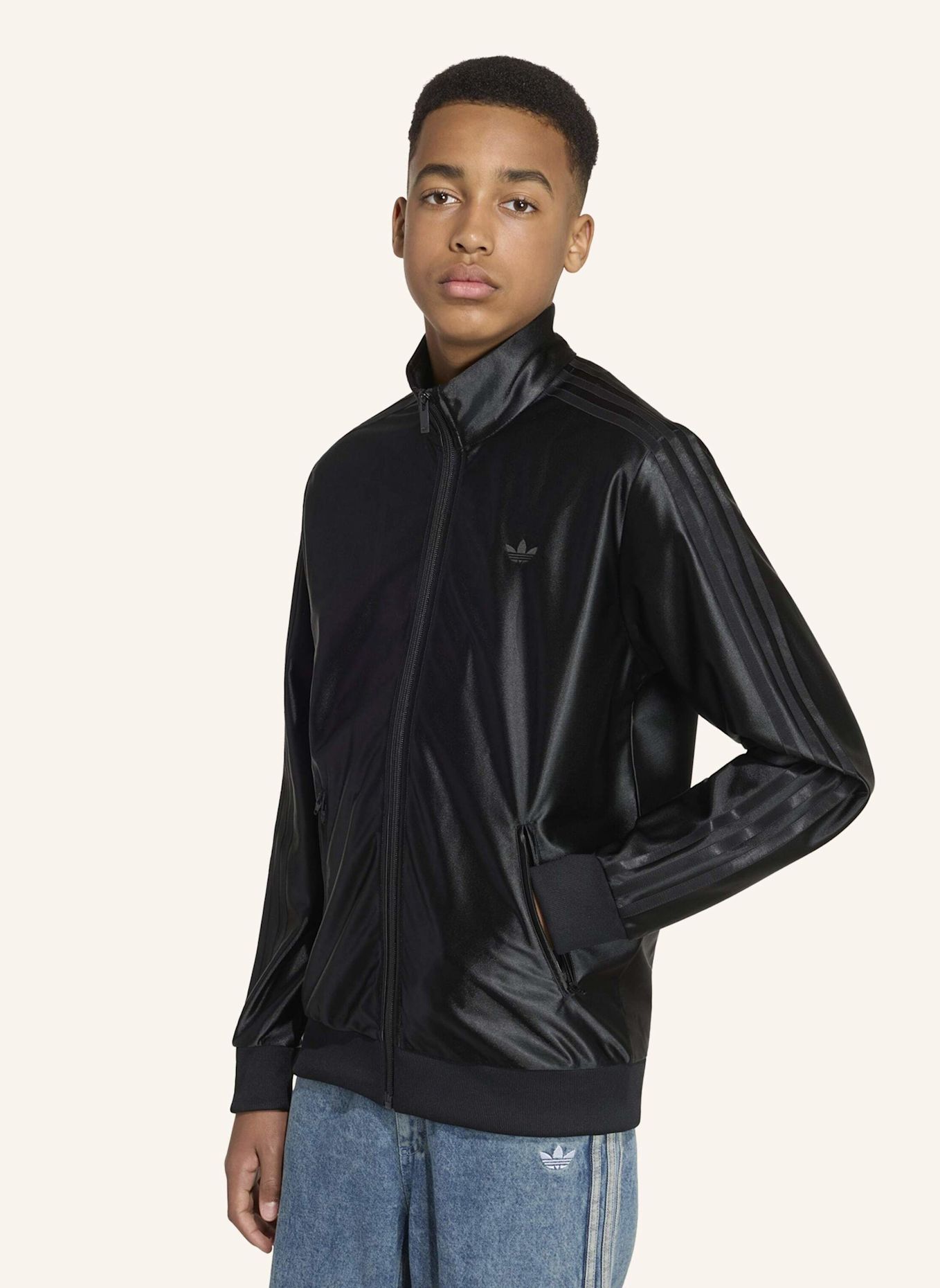 adidas Originals FIREBIRD METALLIC TRACK TOP: SCHWARZ