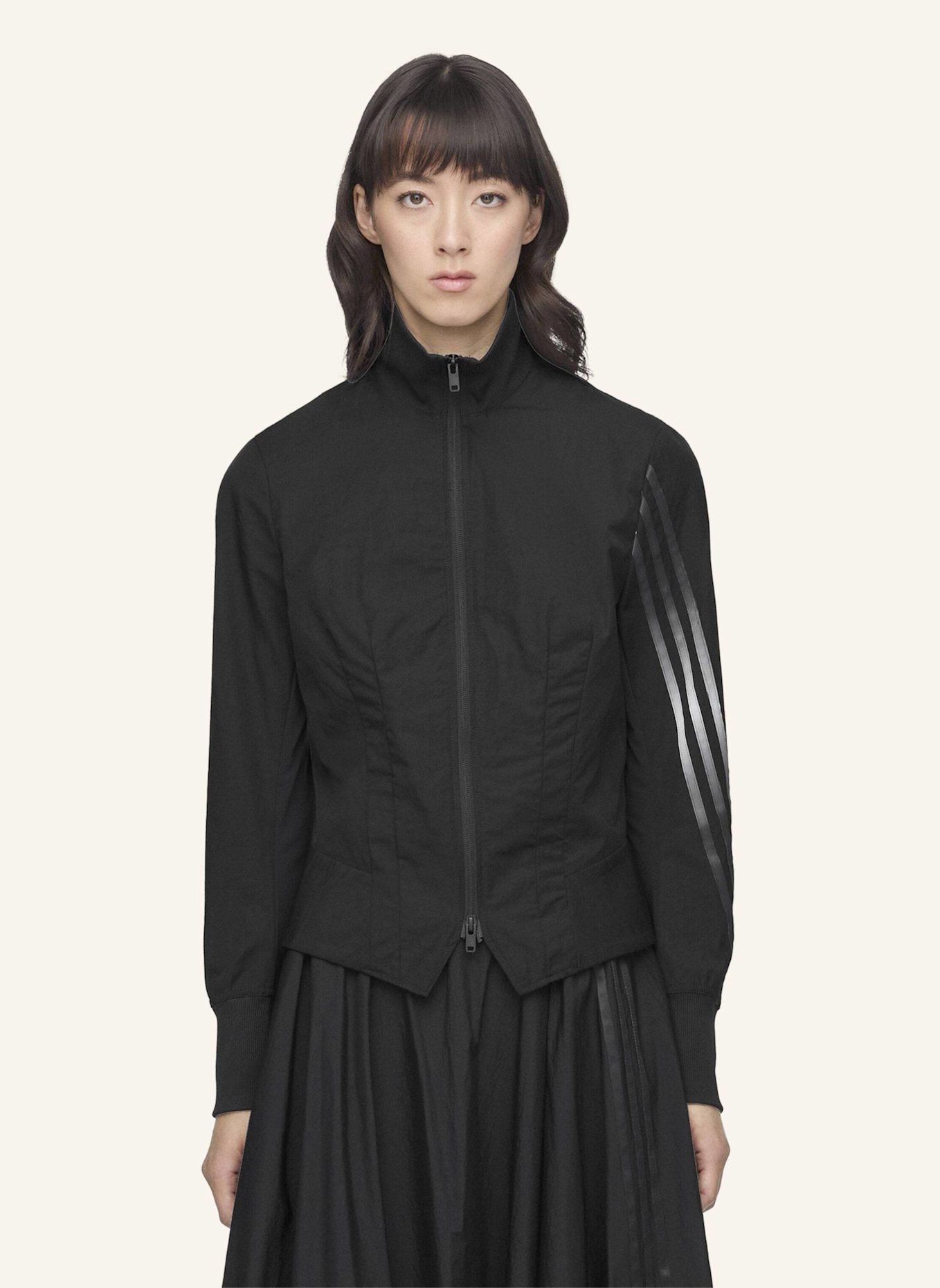 Y-3 Y-3 3-STREIFEN NYLON-TRAININGSJACKE MIT FARBVERLAUF: SCHWARZ
