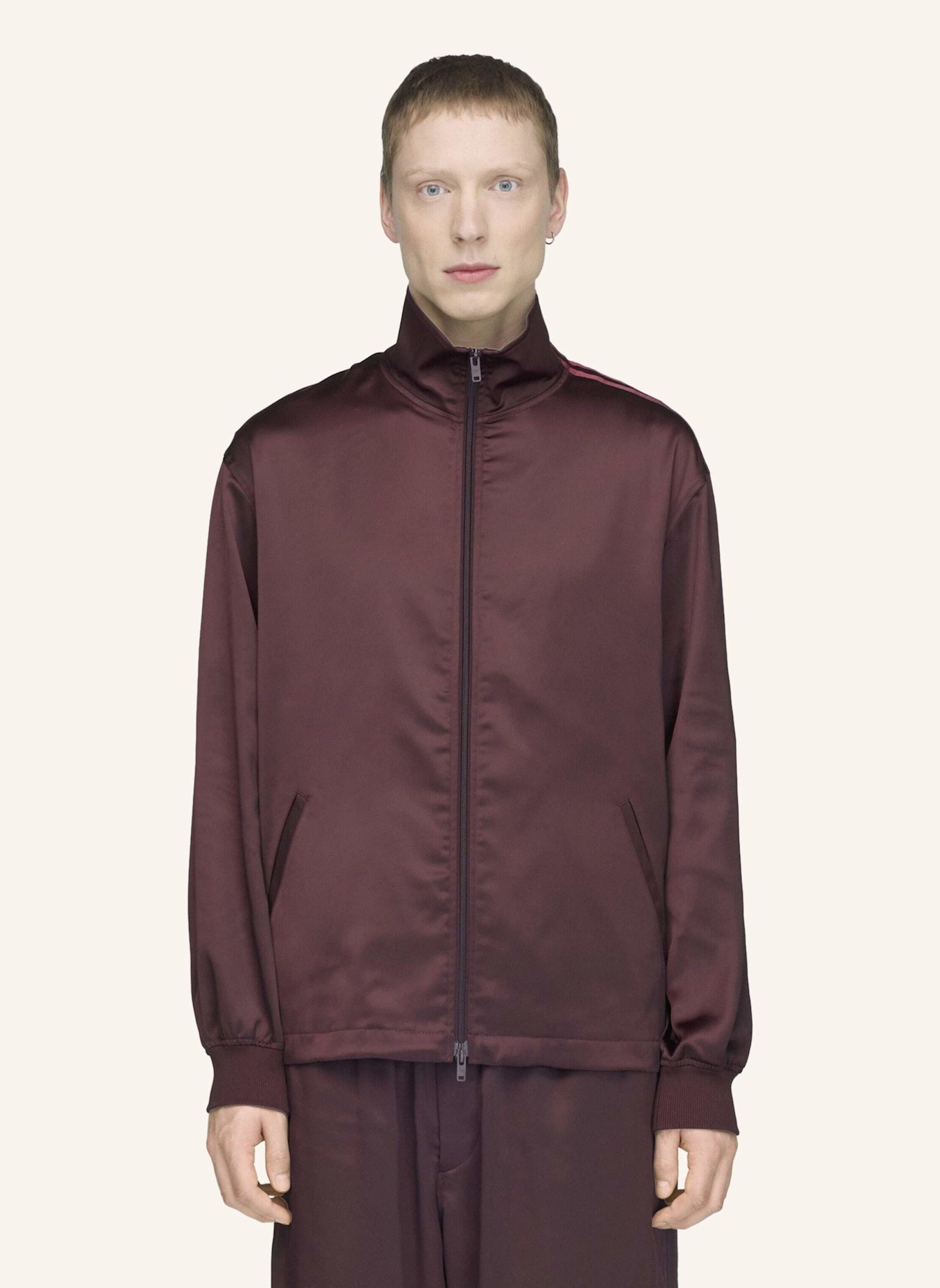 Y-3 Y-3 SATIN GRADIENT 3-STREIFEN TRAININGSJACKE: ROT