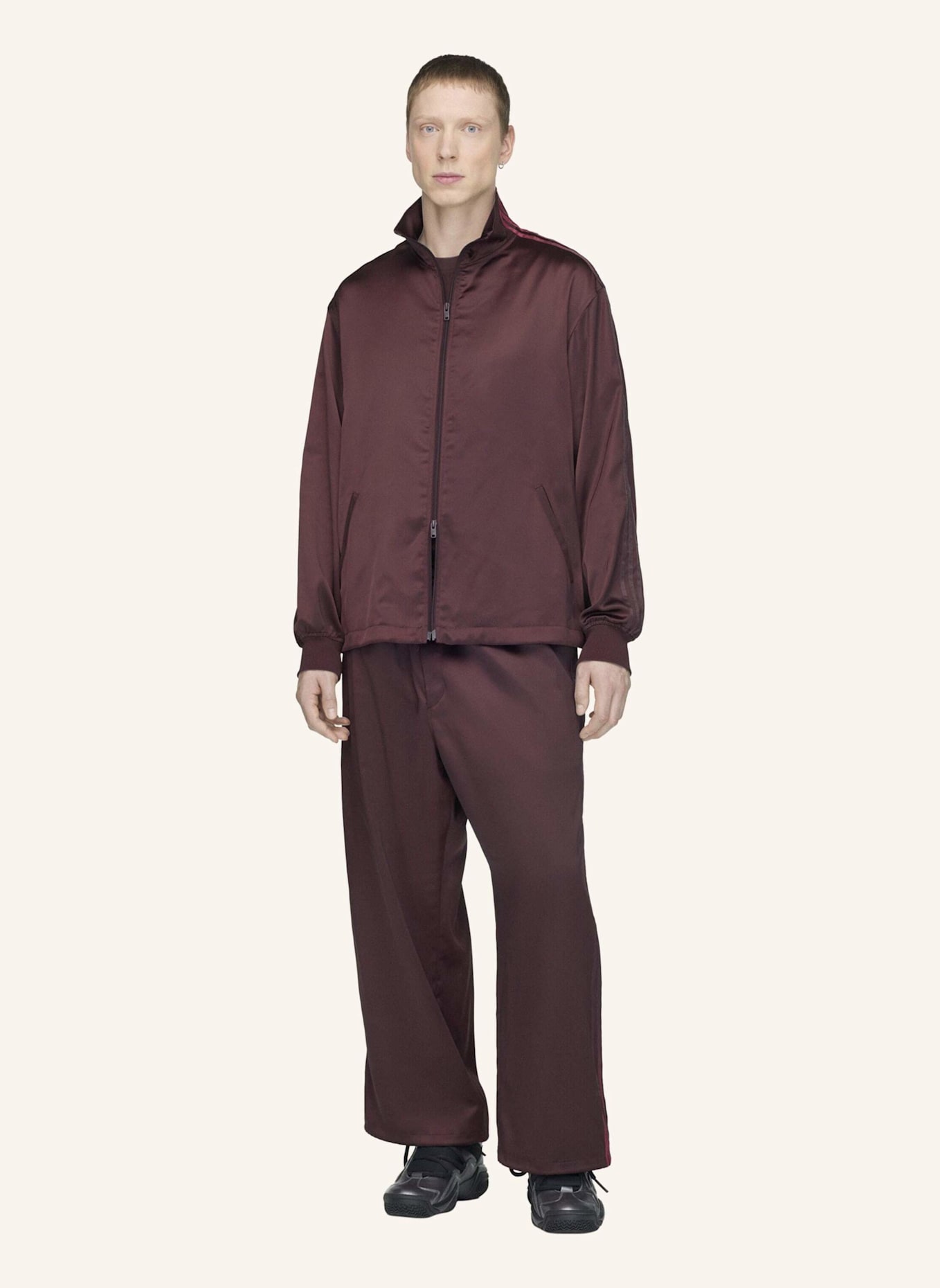 Y-3 Y-3 SATIN GRADIENT 3-STREIFEN TRAININGSJACKE: ROT