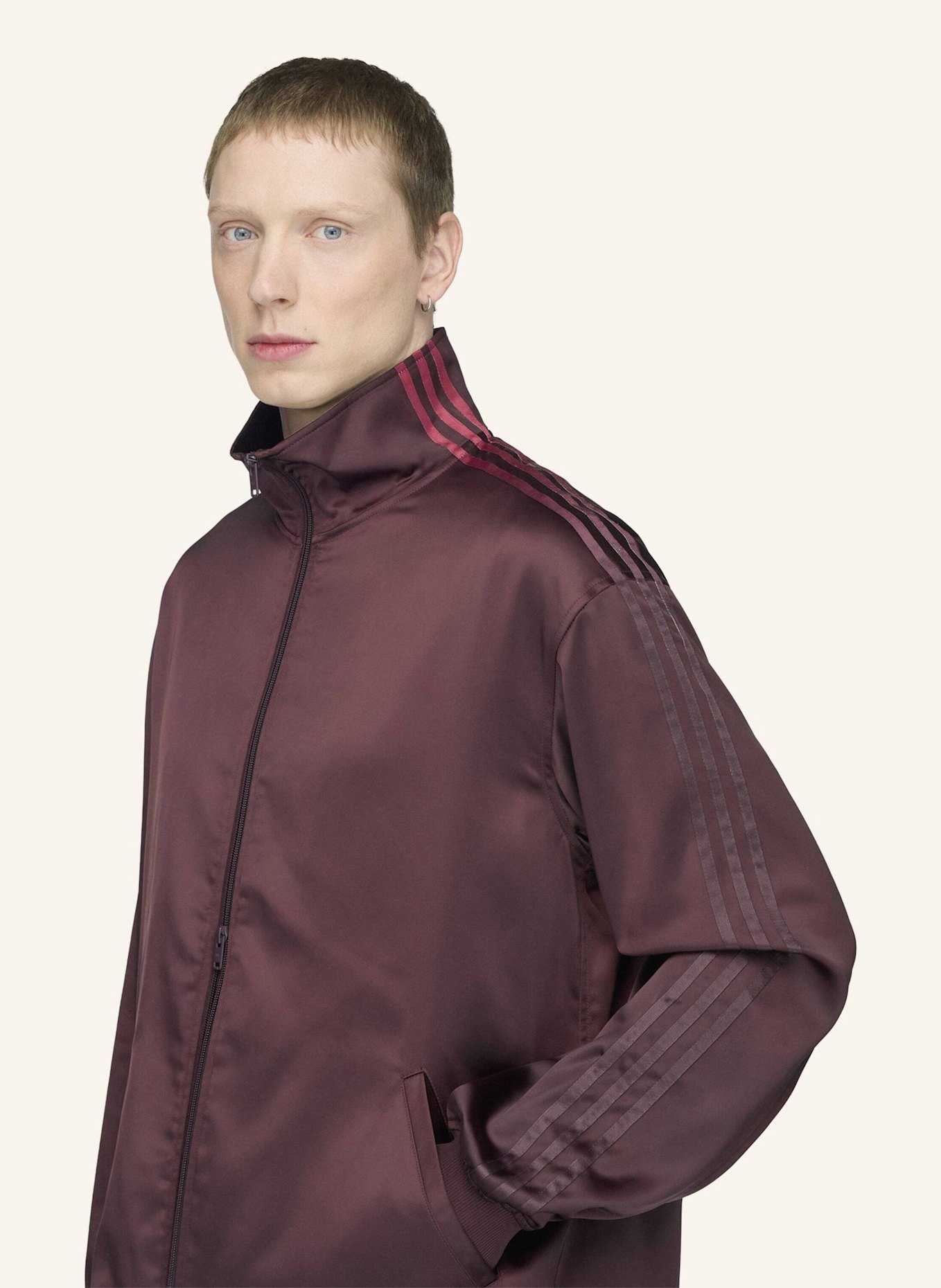 Y-3 Y-3 SATIN GRADIENT 3-STREIFEN TRAININGSJACKE: ROT