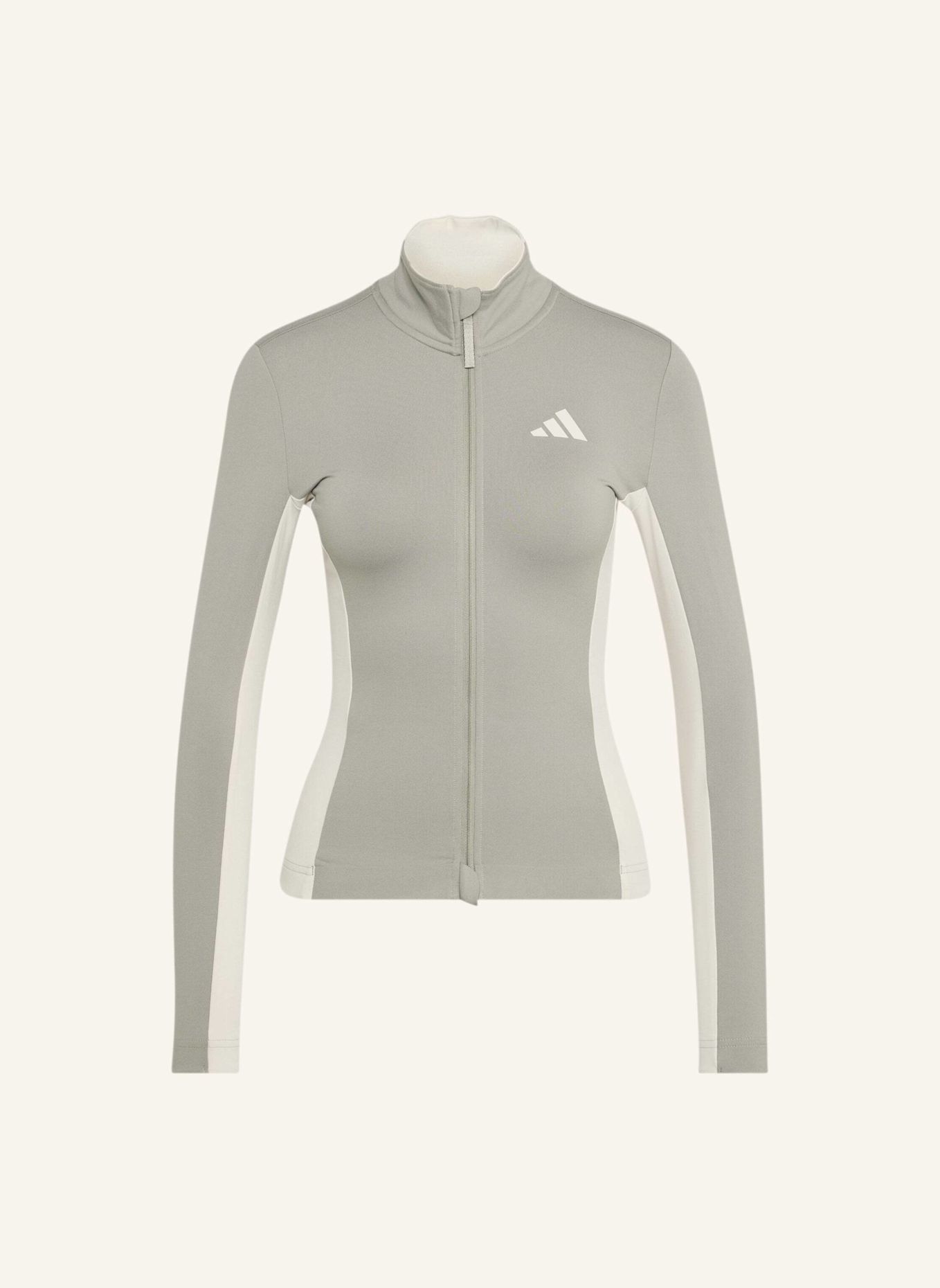 adidas TEMPO 3-STREIFEN LANGÄRMLIGES RADTRIKOT: GRAU / BEIGE