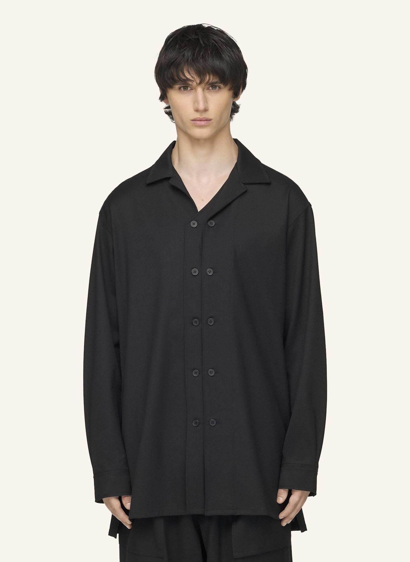 Y-3 Y-3 HEMDJACKE, WOLLE: SCHWARZ