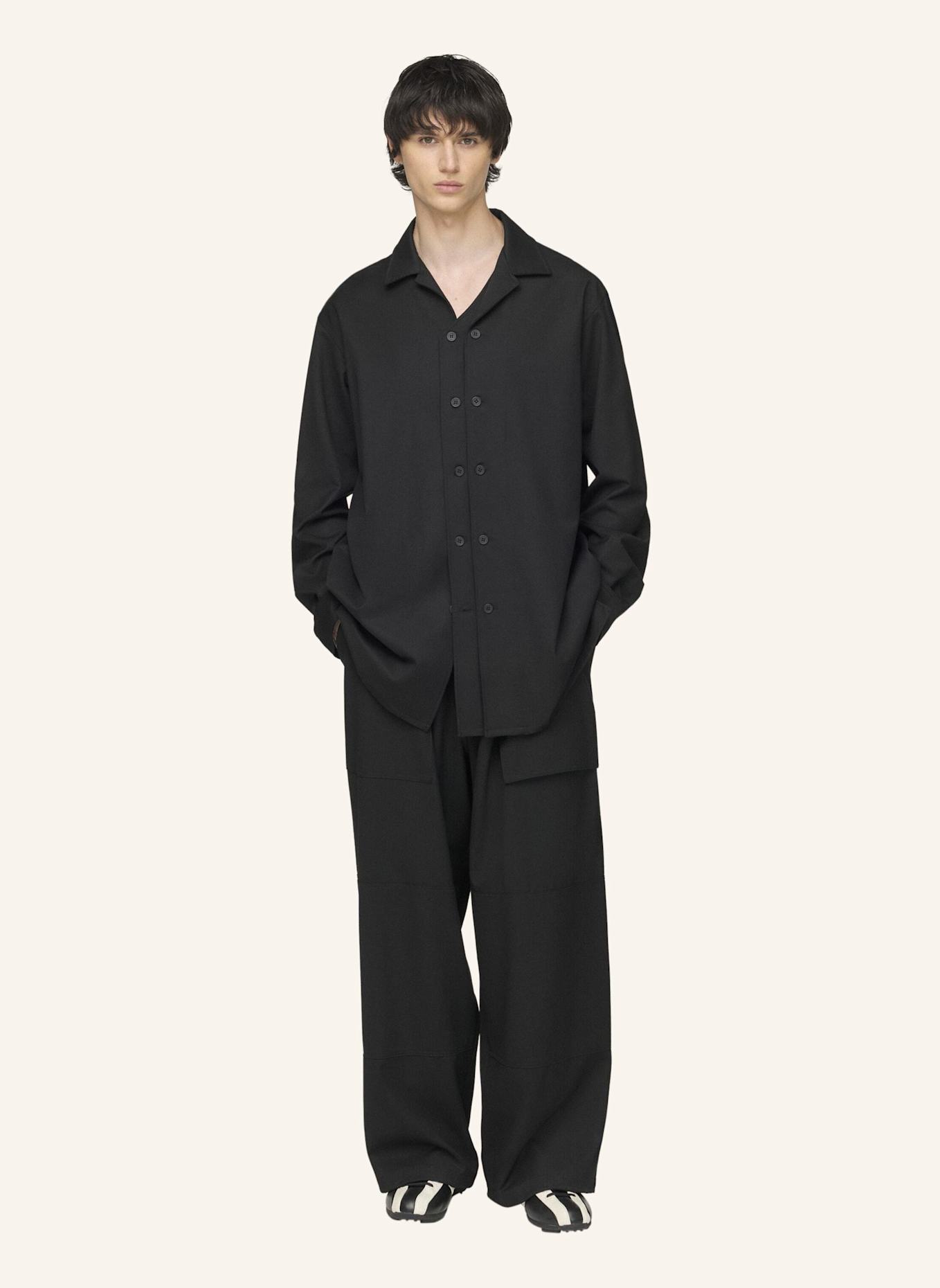 Y-3 Y-3 HEMDJACKE, WOLLE: SCHWARZ