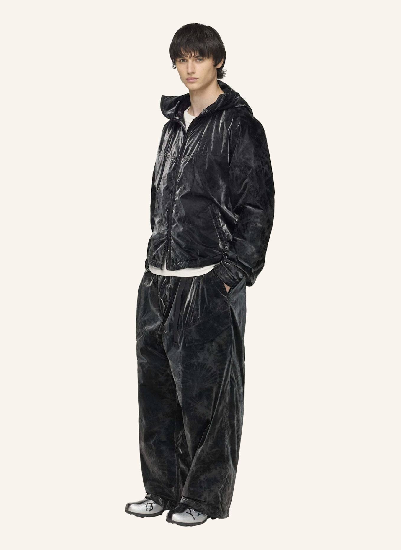 Y-3 Y-3 MARBLE NYLON WINDBREAKER: SCHWARZ