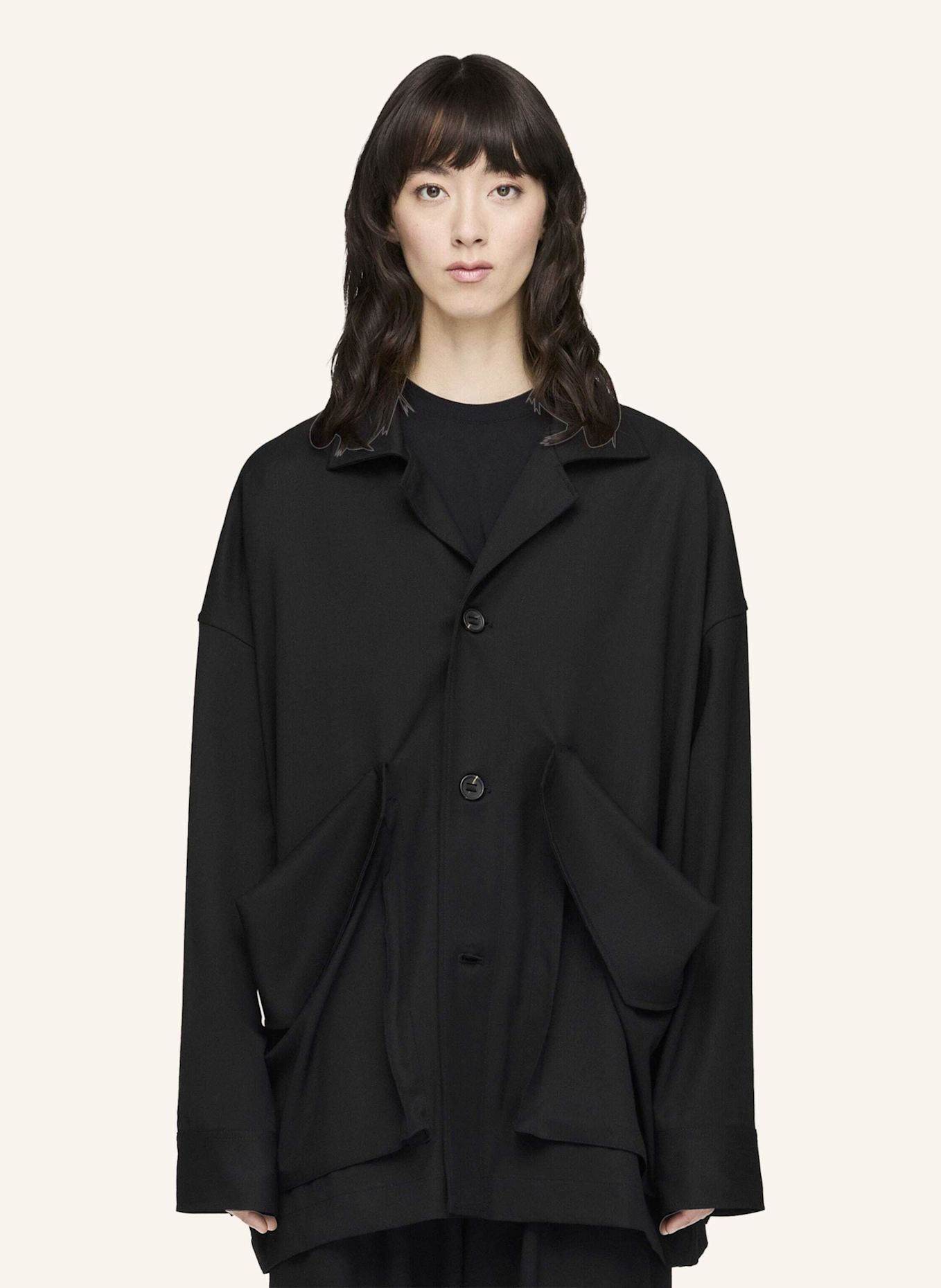 Y-3 Y-3 CHORE WOLLMANTEL: SCHWARZ