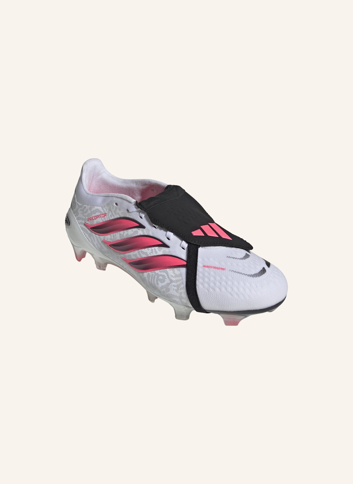 adidas PREDATOR PRO FUSSBALLSCHUH, FESTE BÖDEN, UMSCHLAGBARE ZUNGE: WEISS/ NEONORANGE/ SCHWARZ