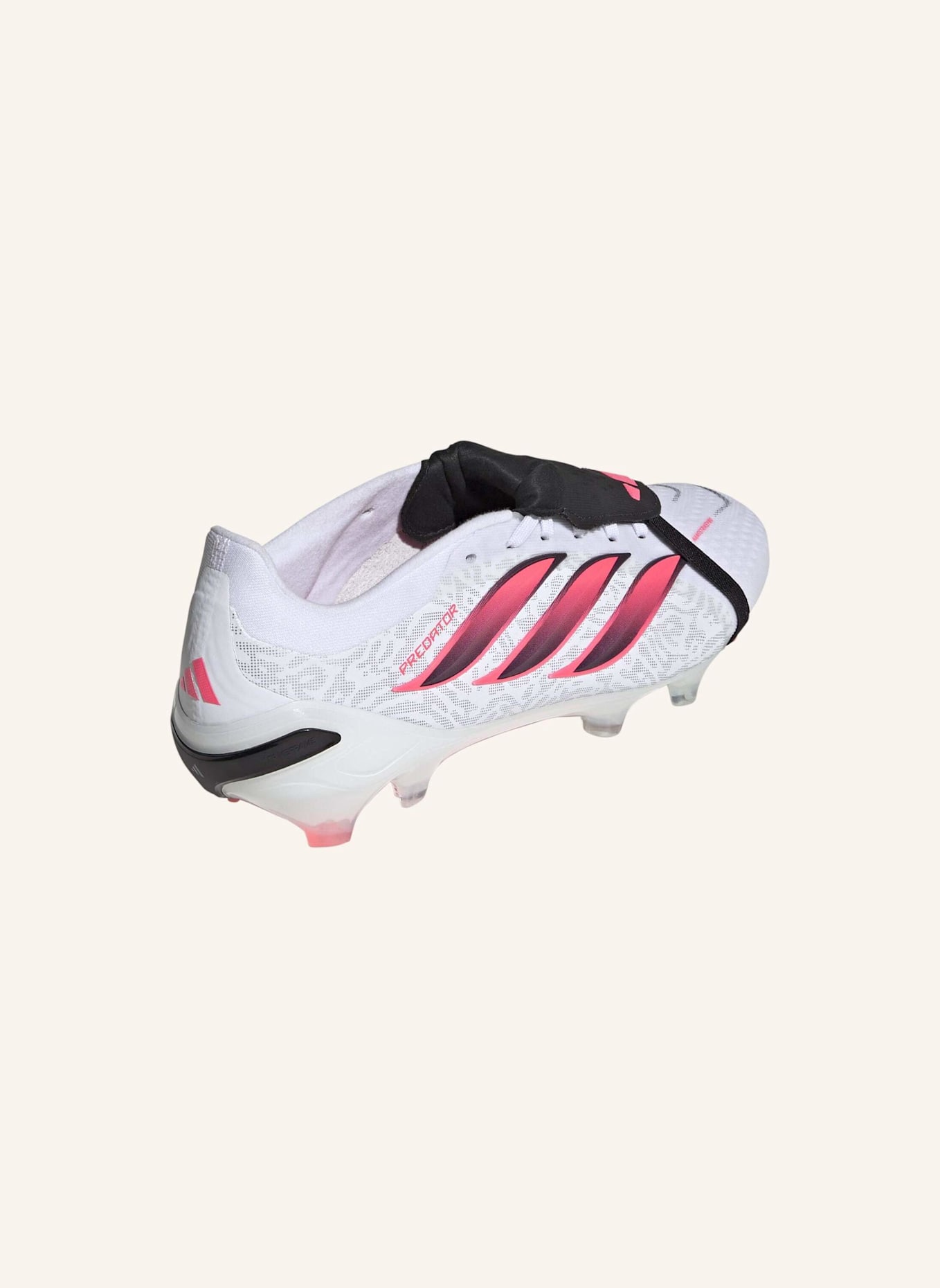 adidas PREDATOR PRO FUSSBALLSCHUH, FESTE BÖDEN, UMSCHLAGBARE ZUNGE: WEISS/ NEONORANGE/ SCHWARZ