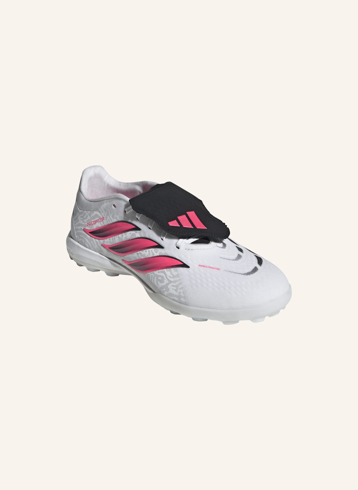 adidas PREDATOR PRO FUSSBALLSCHUH, HYBRIDRASEN, UMSCHLAGBARE ZUNGE: WEISS/ NEONORANGE/ SCHWARZ