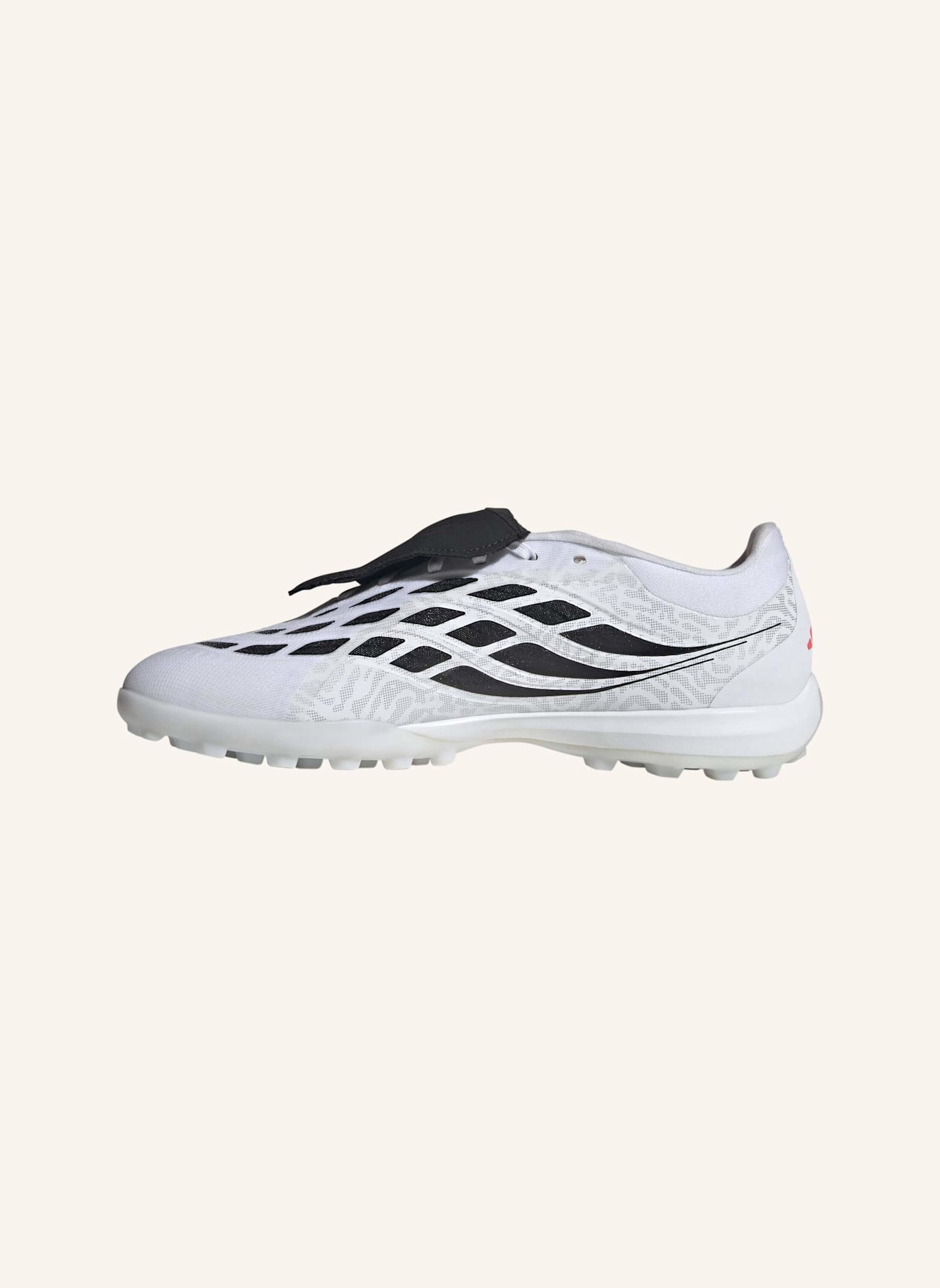 adidas PREDATOR PRO FUSSBALLSCHUH, HYBRIDRASEN, UMSCHLAGBARE ZUNGE: WEISS/ NEONORANGE/ SCHWARZ