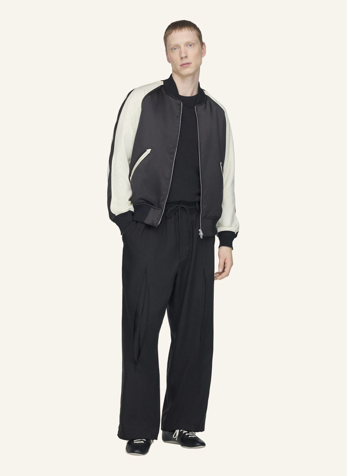 Y-3 Y-3 LIQUID LOGO SATIN SOUVENIR JACKE: SCHWARZ
