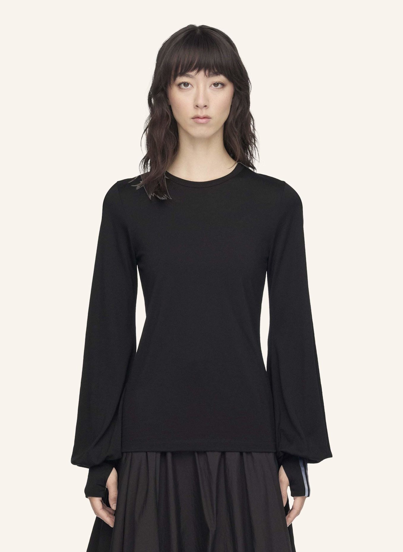 Y-3 Y-3 LONGSLEEVE, WOLLE, KORDELZUG: SCHWARZ