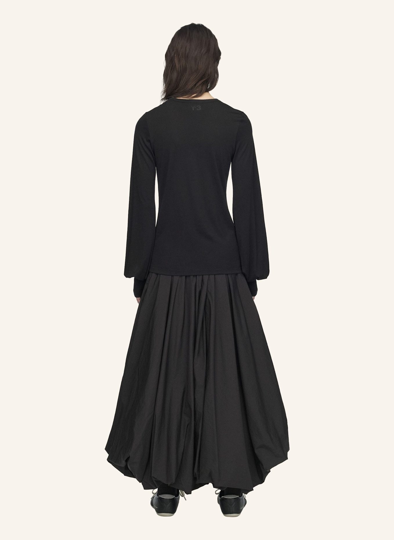 Y-3 Y-3 LONGSLEEVE, WOLLE, KORDELZUG: SCHWARZ