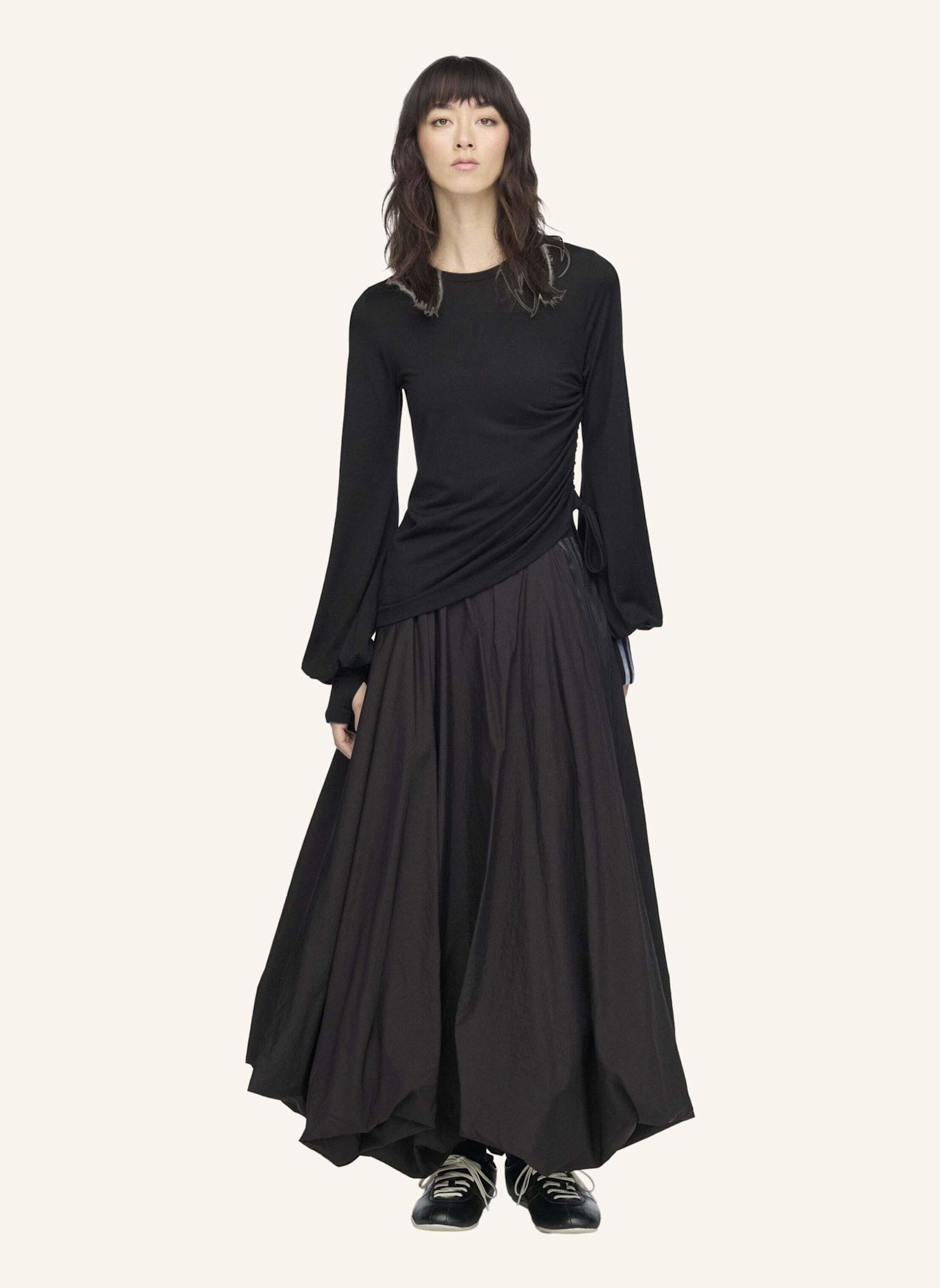 Y-3 Y-3 LONGSLEEVE, WOLLE, KORDELZUG: SCHWARZ