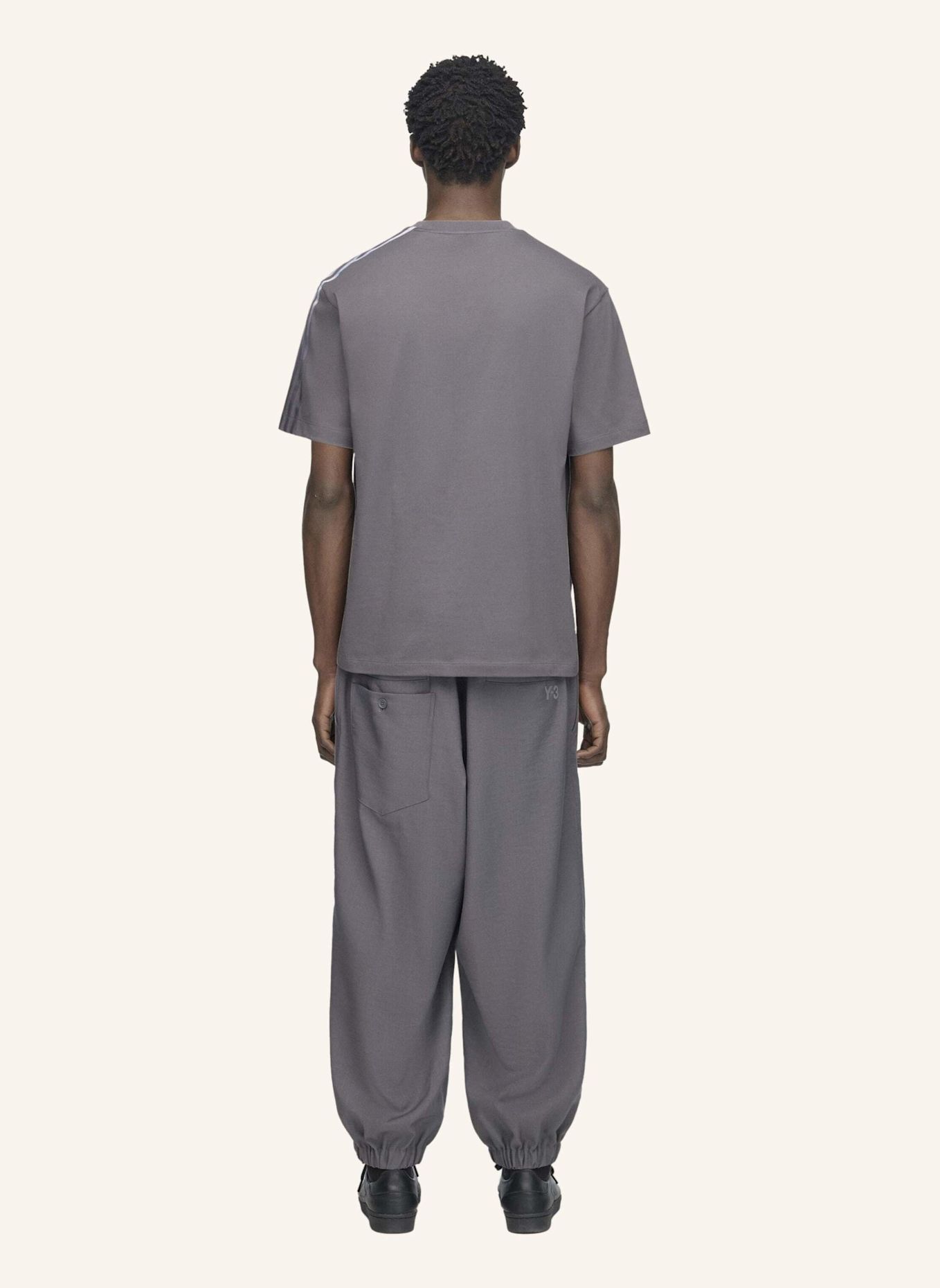 Y-3 Y-3 T-SHIRT, STREIFEN MIT FARBVERLAUF: GRAU