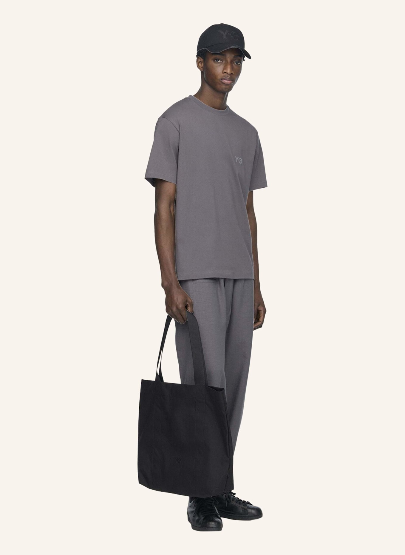 Y-3 Y-3 T-SHIRT, STREIFEN MIT FARBVERLAUF: GRAU