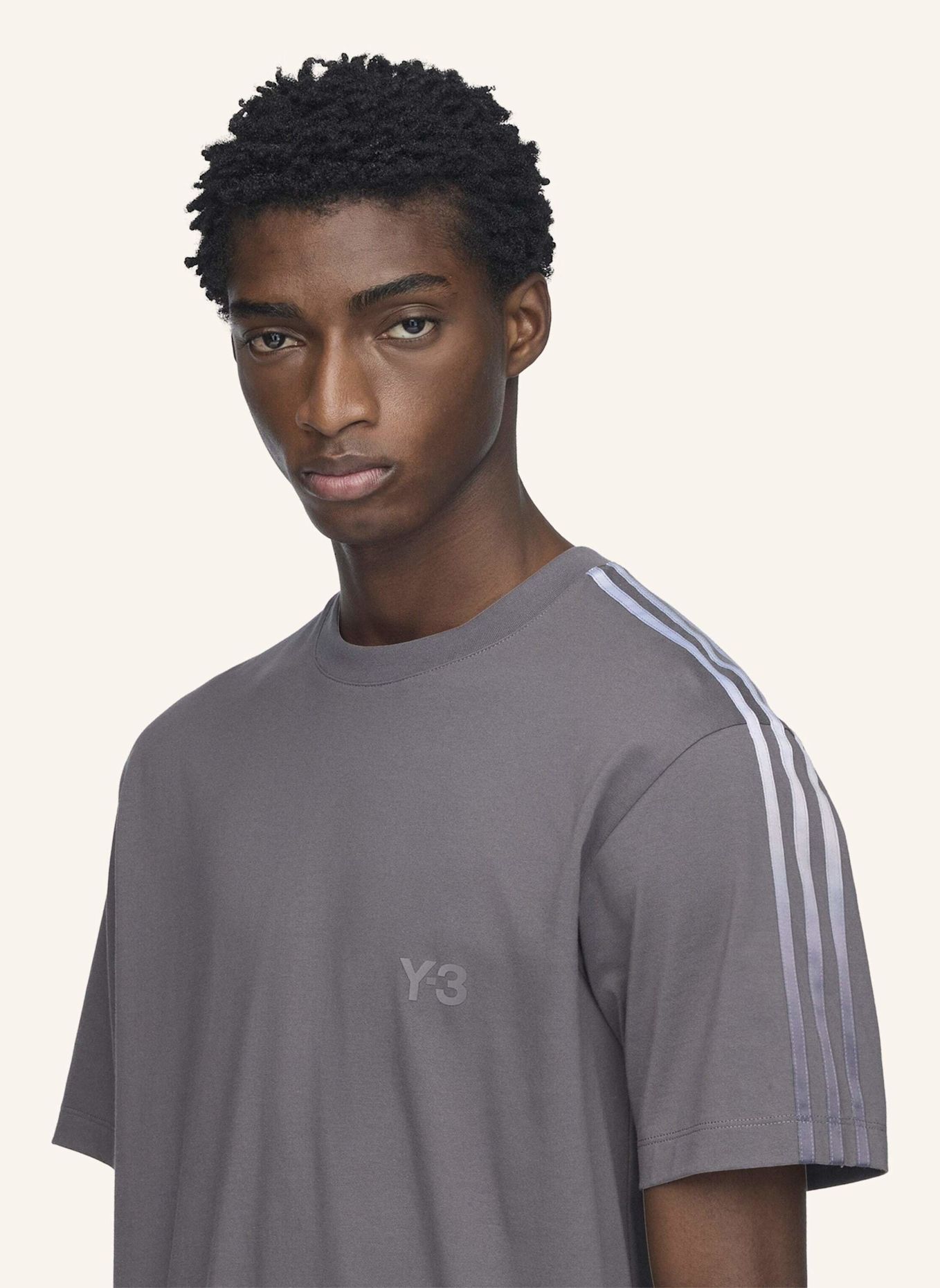 Y-3 Y-3 T-SHIRT, STREIFEN MIT FARBVERLAUF: GRAU