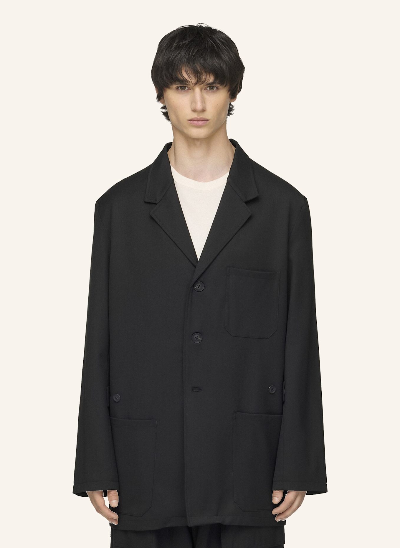 Y-3 Y-3 CHORE WOLLMANTEL: SCHWARZ
