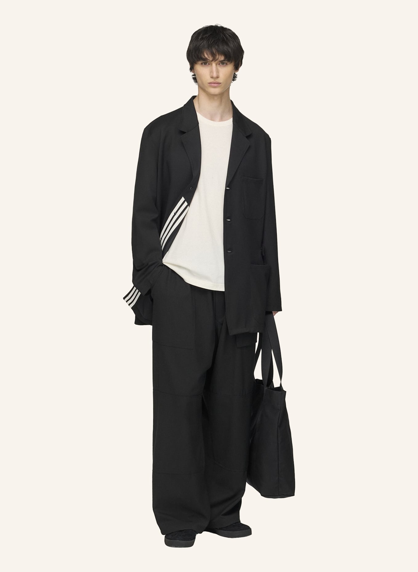 Y-3 Y-3 CHORE WOLLMANTEL: SCHWARZ