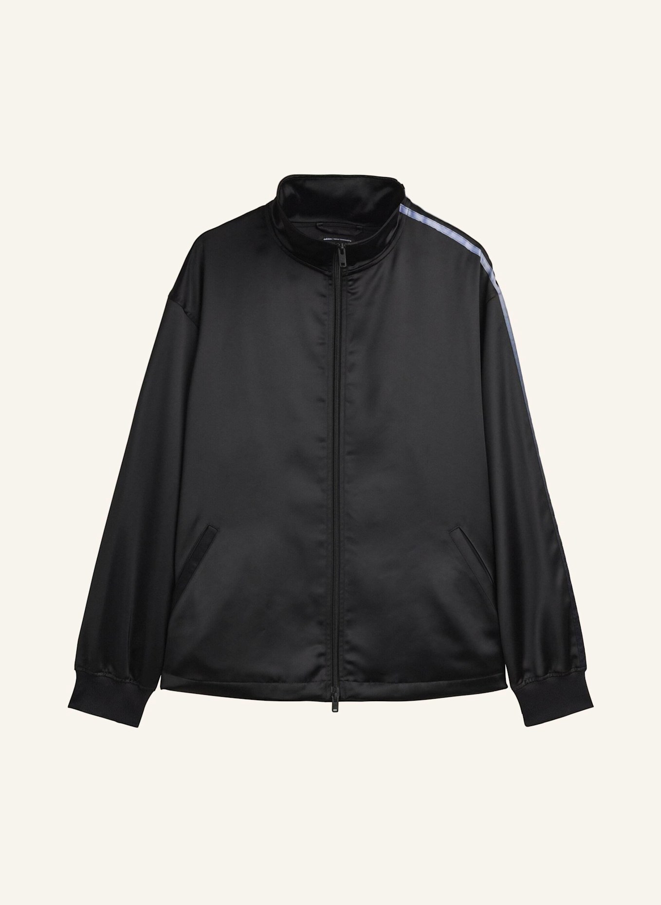 Y-3 Y-3 SATIN GRADIENT 3-STREIFEN TRAININGSJACKE: SCHWARZ