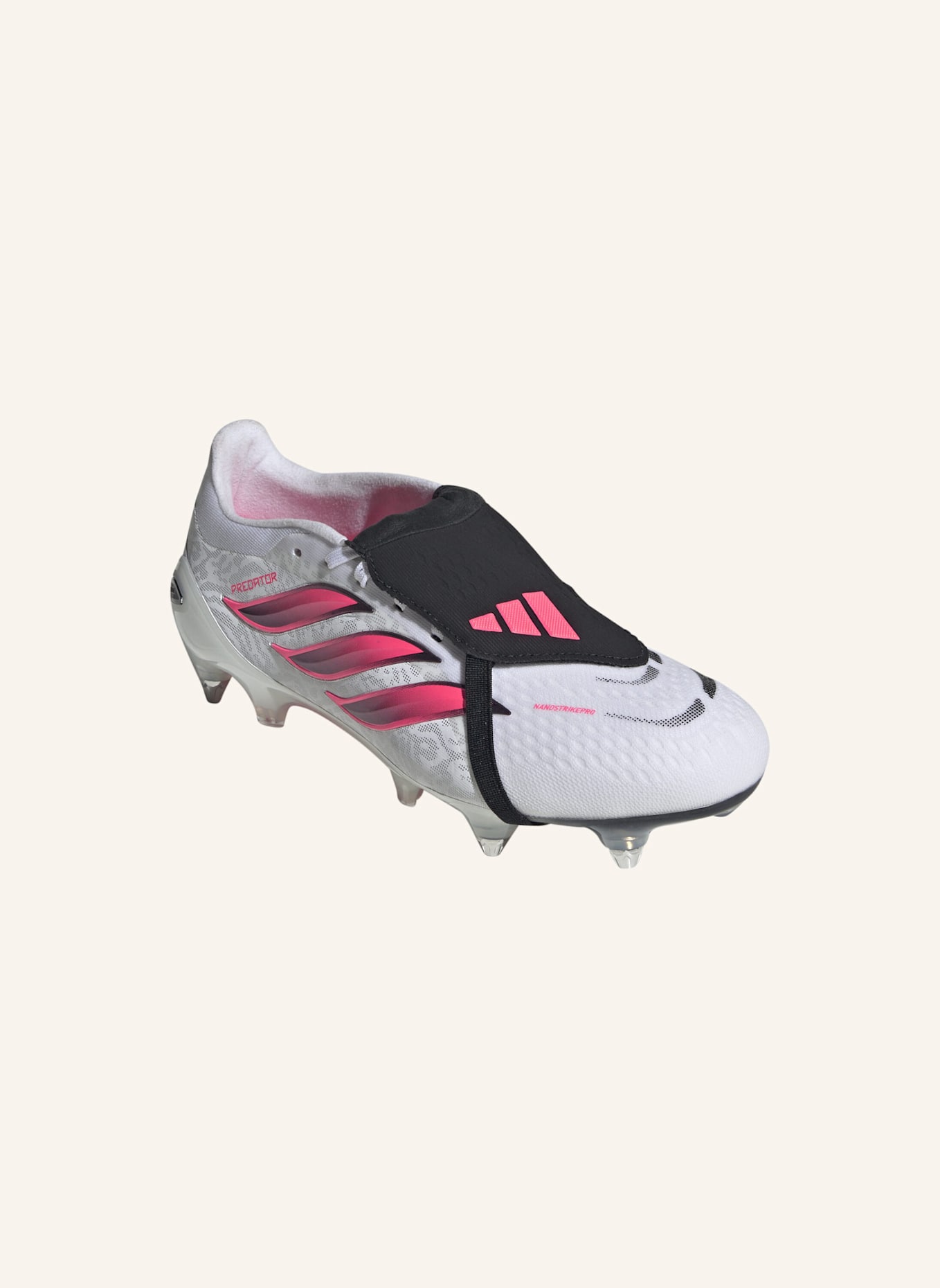 adidas PREDATOR PRO FUSSBALLSCHUH, WEICHE BÖDEN, UMSCHLAGBARE ZUNGE: WEISS/ NEONORANGE/ SCHWARZ