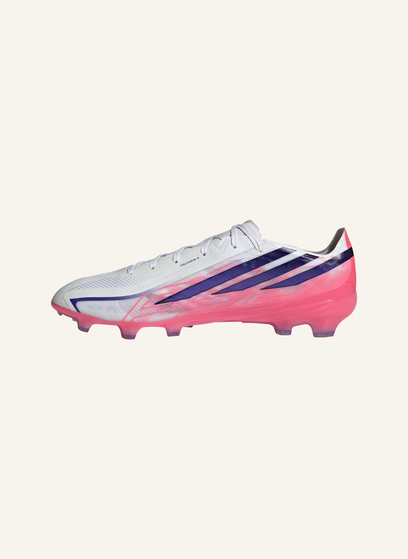 adidas F50 HYPERFAST PRO FUSSBALLSCHUH, FESTE BÖDEN: WEISS/ DUNKELLILA/ NEONORANGE