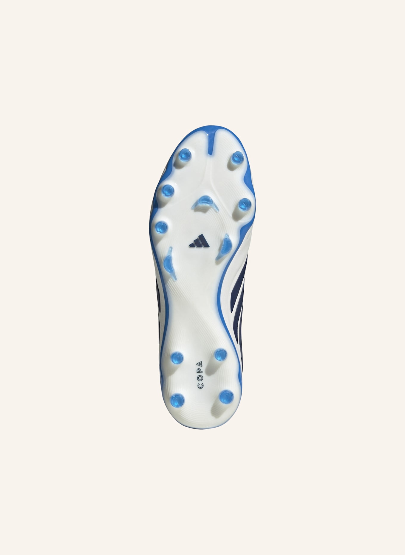 adidas COPA PURE IV ELITE FUSSBALLSCHUH, FESTE BÖDEN, OHNE SCHNÜRSENKEL: WEISS/ BLAU